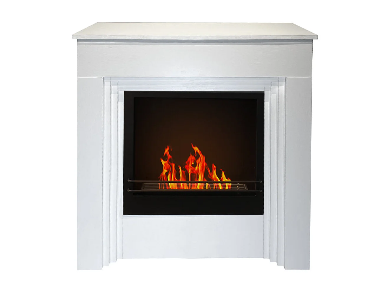 Cheminée au bioéthanol au sol BELLINI en bois blanc Made in Italy L96 x P35 x H96