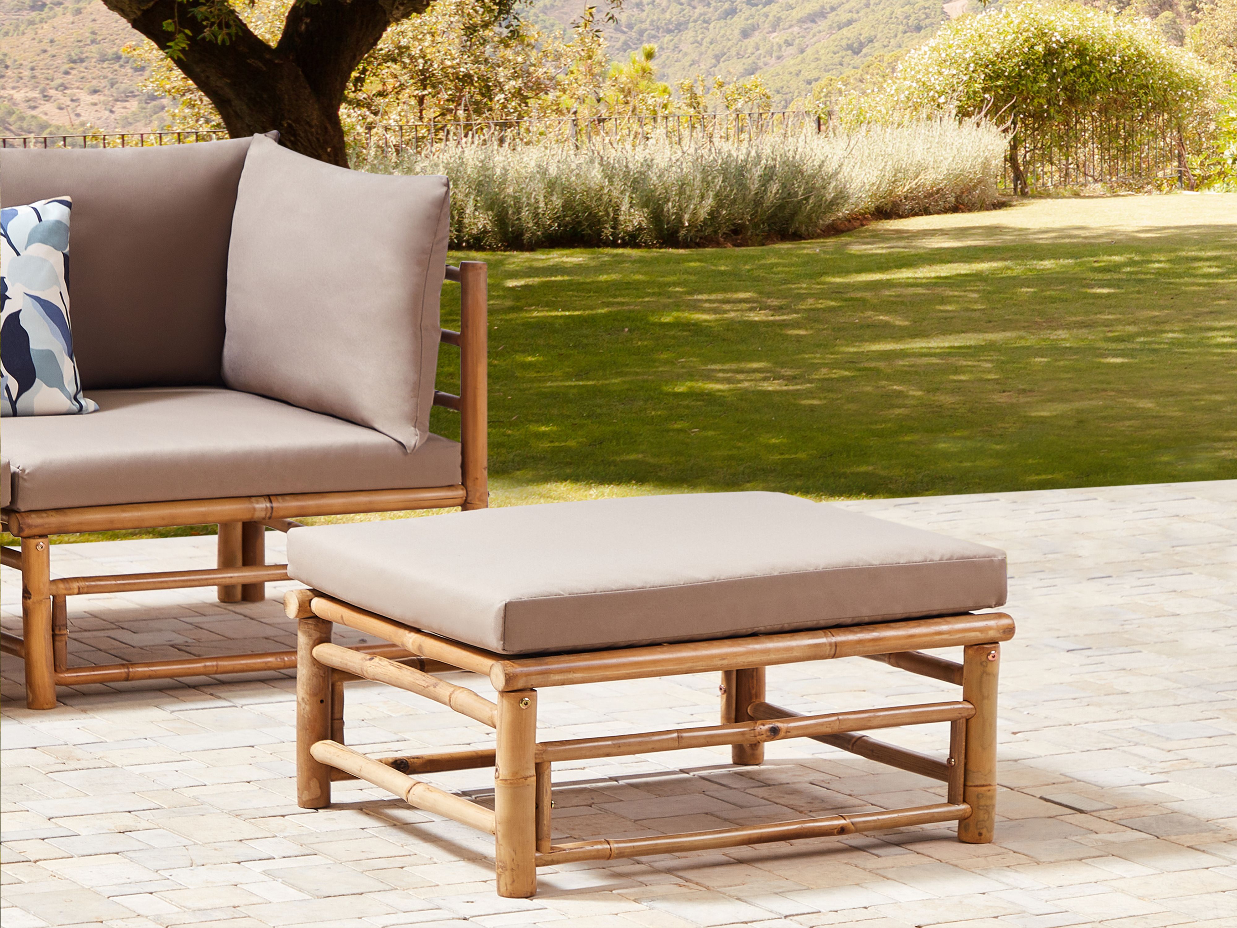 Garden Ottoman CERRETO Bamboo Taupe