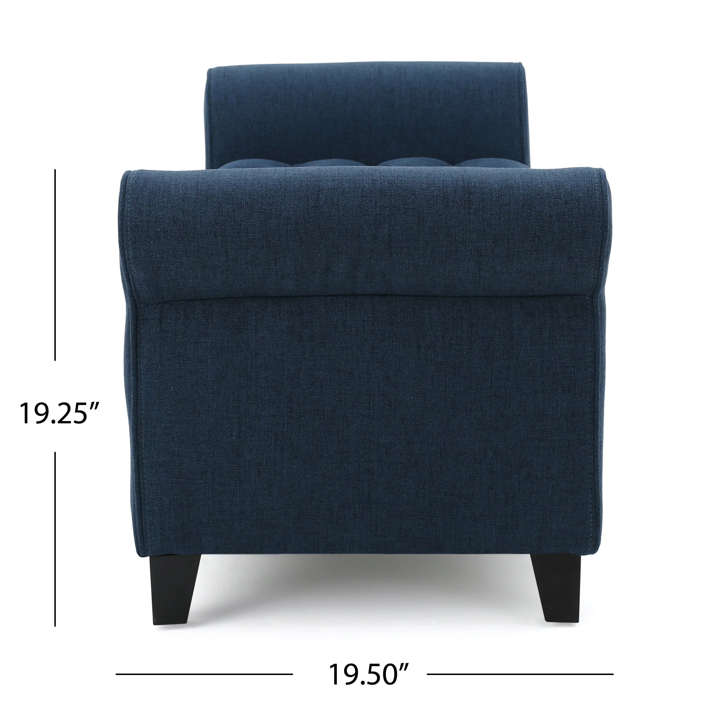 Noble House Amanda Dark Blue Fabric Armed Storage Bench - Image 4