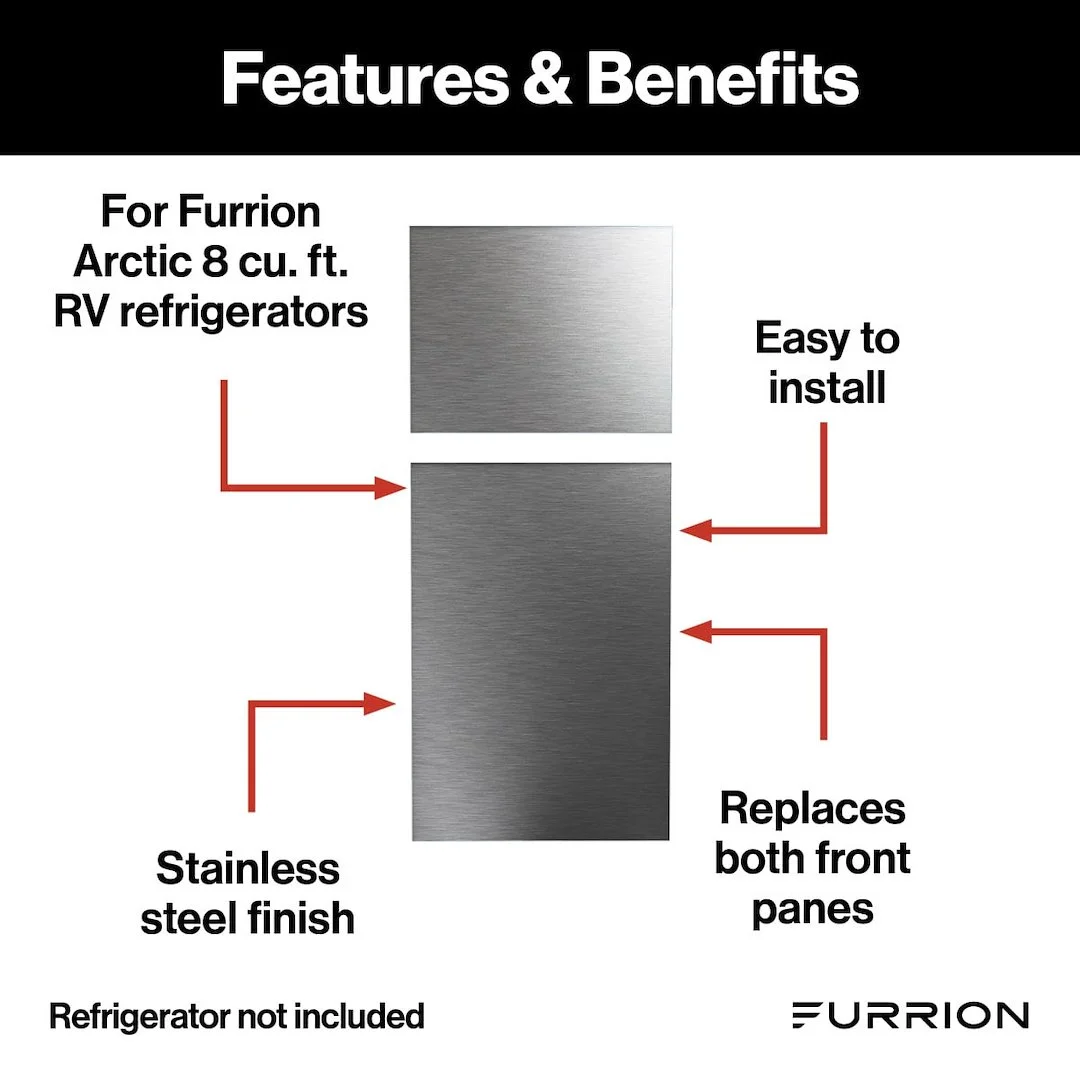 Furrion CFCR08DCGTAA01 Replacement Stainless Steel Refrigerator Door Panel Set 8 Cu Ft