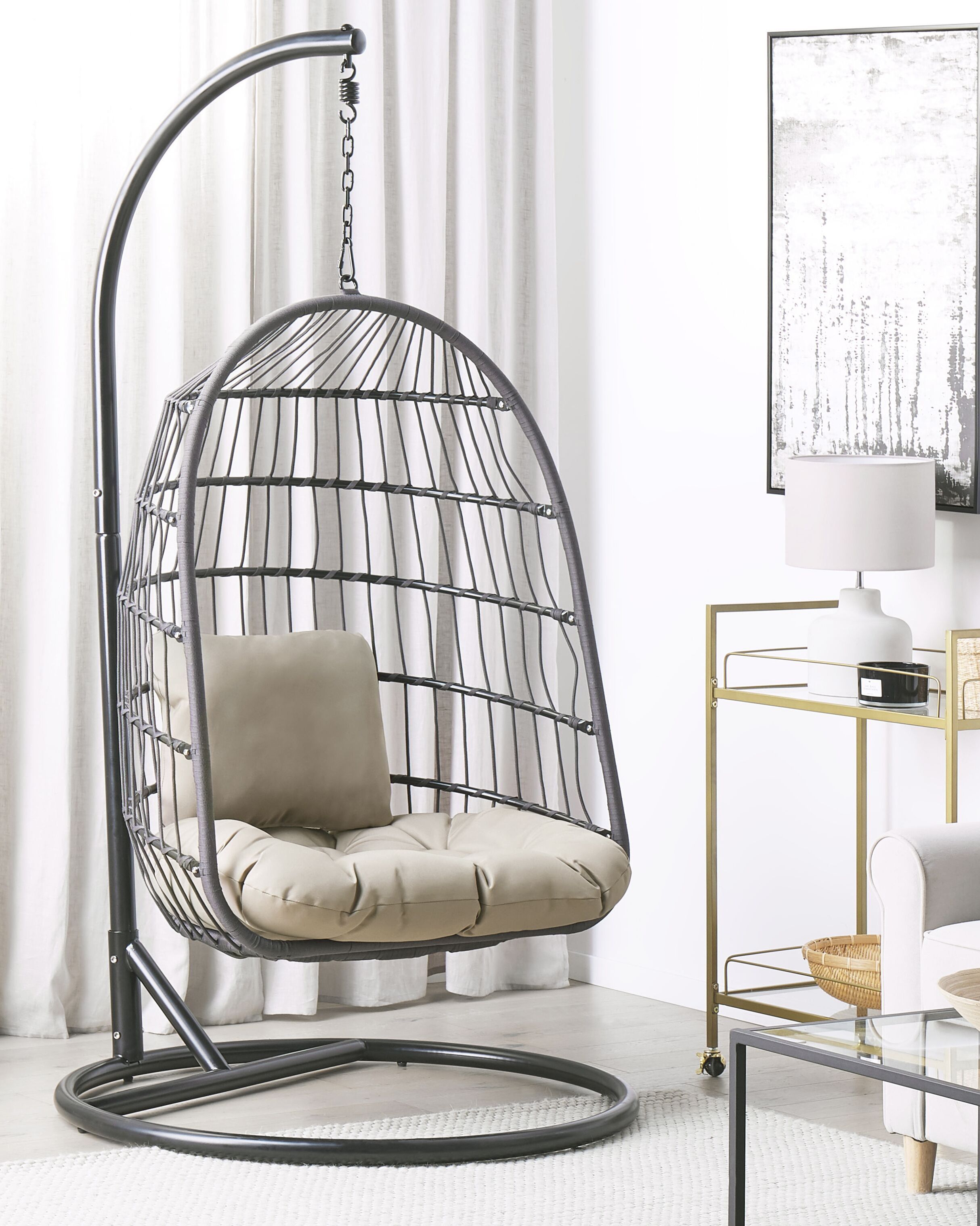 Hanging Chair with Stand ALLERA Metal Black