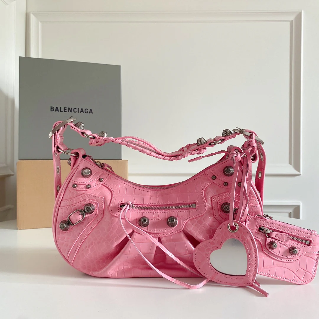Balenciaga Le Cagole Hobo Bag With Gold Hardware And Heart - Shaped Pouch For Edgy Style Style No.3316 - Replicaclubs