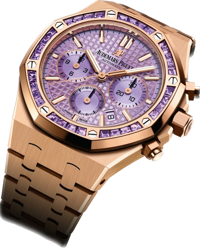 Audemars piguet Royal Oak Chronograph 38 Pink Gold / Amethysts / Purple 26319OR.AY.1256OR.01(1:1 replica) - Elite Watch Atelier