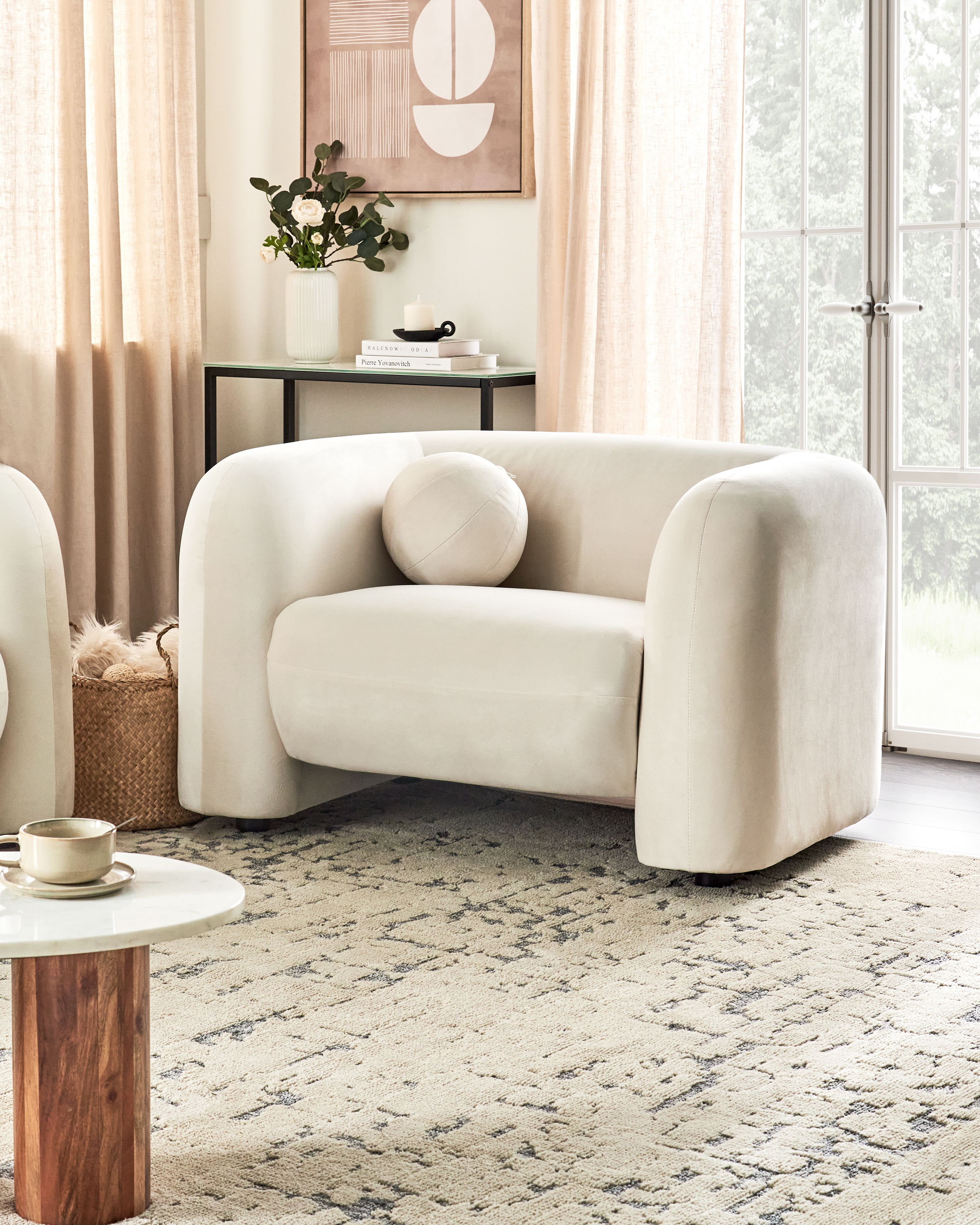 Armchair LEIREN Velvet Off-White