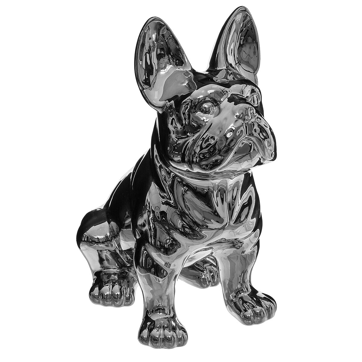 Statue "Bulldog", ceramic Silver, H.12 cm