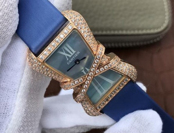 Replica Cartier High Jewelry Watches RG WJ306014 Blue Dial Blue Fabric Strap - Top club
