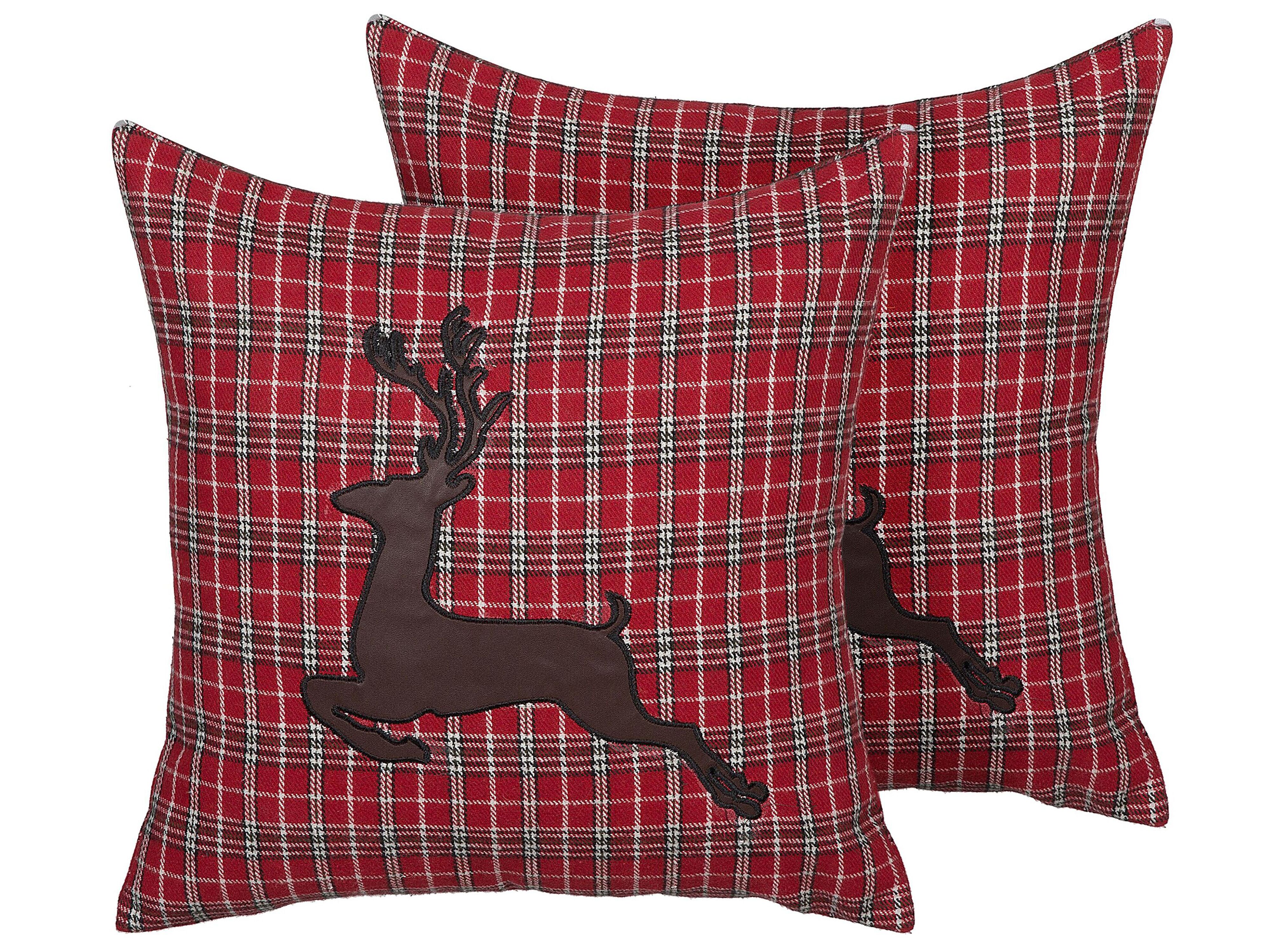 Set of 2 Decorative Cushions COMET 45 x 45 cm Dark Red Christmas Motif