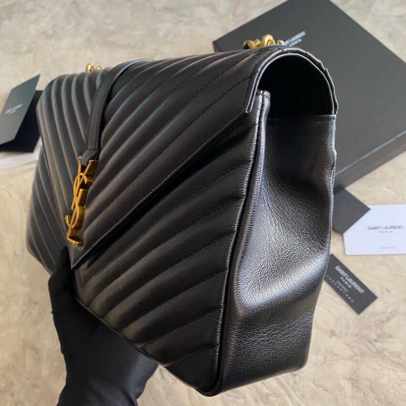Replica Ysl Saint Laurent Sheepskin Matelasse Chevron Monogram Large College Satchel 392738 Black1:1High-quality replica