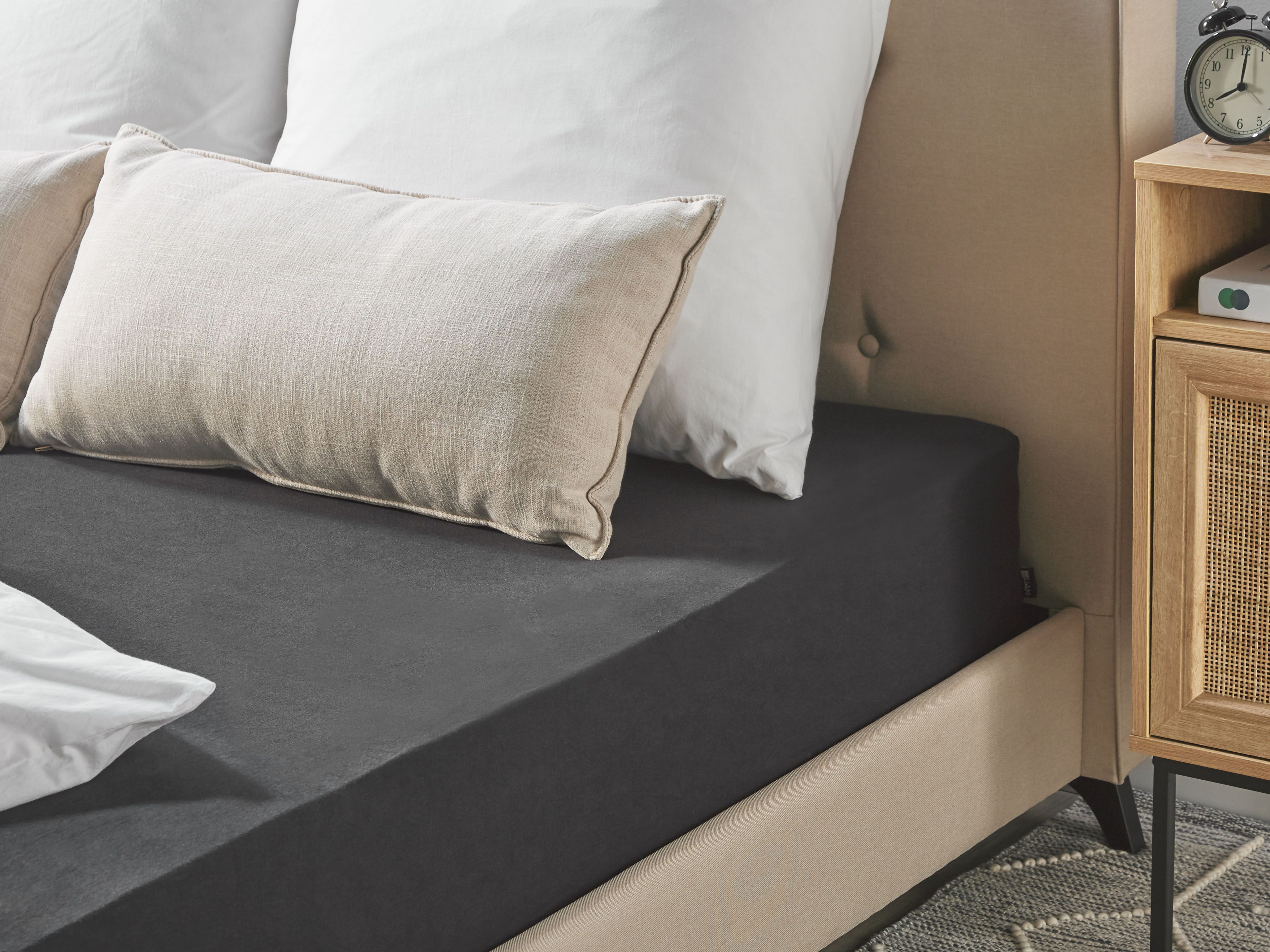 Fitted Sheet HOFUF Cotton 200 x 200 cm Black