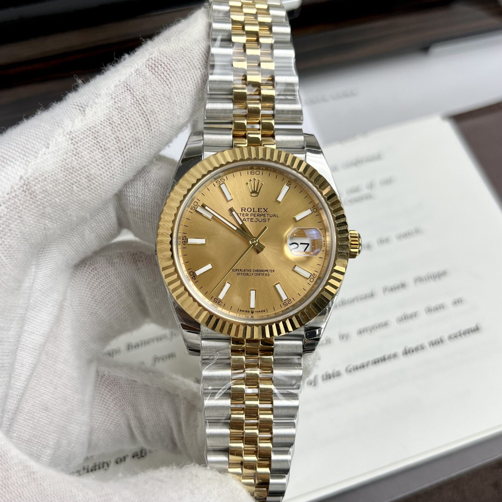 Rolex DateJust Replica Watch Yellow Dial EW Factory 36/41mm - Elite Watch Atelier