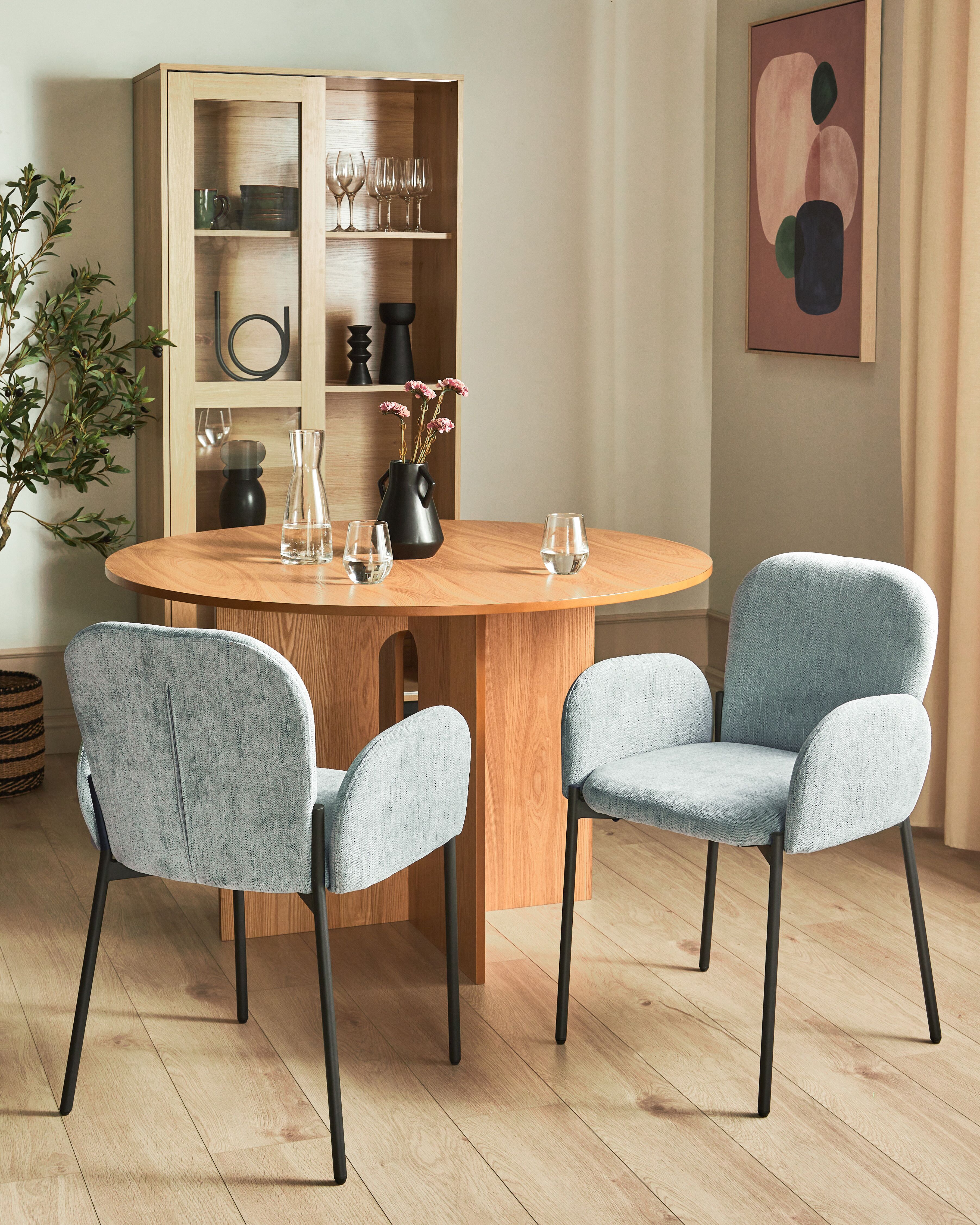Set of 2 Dining Chairs ALBEE Fabric Mint Green