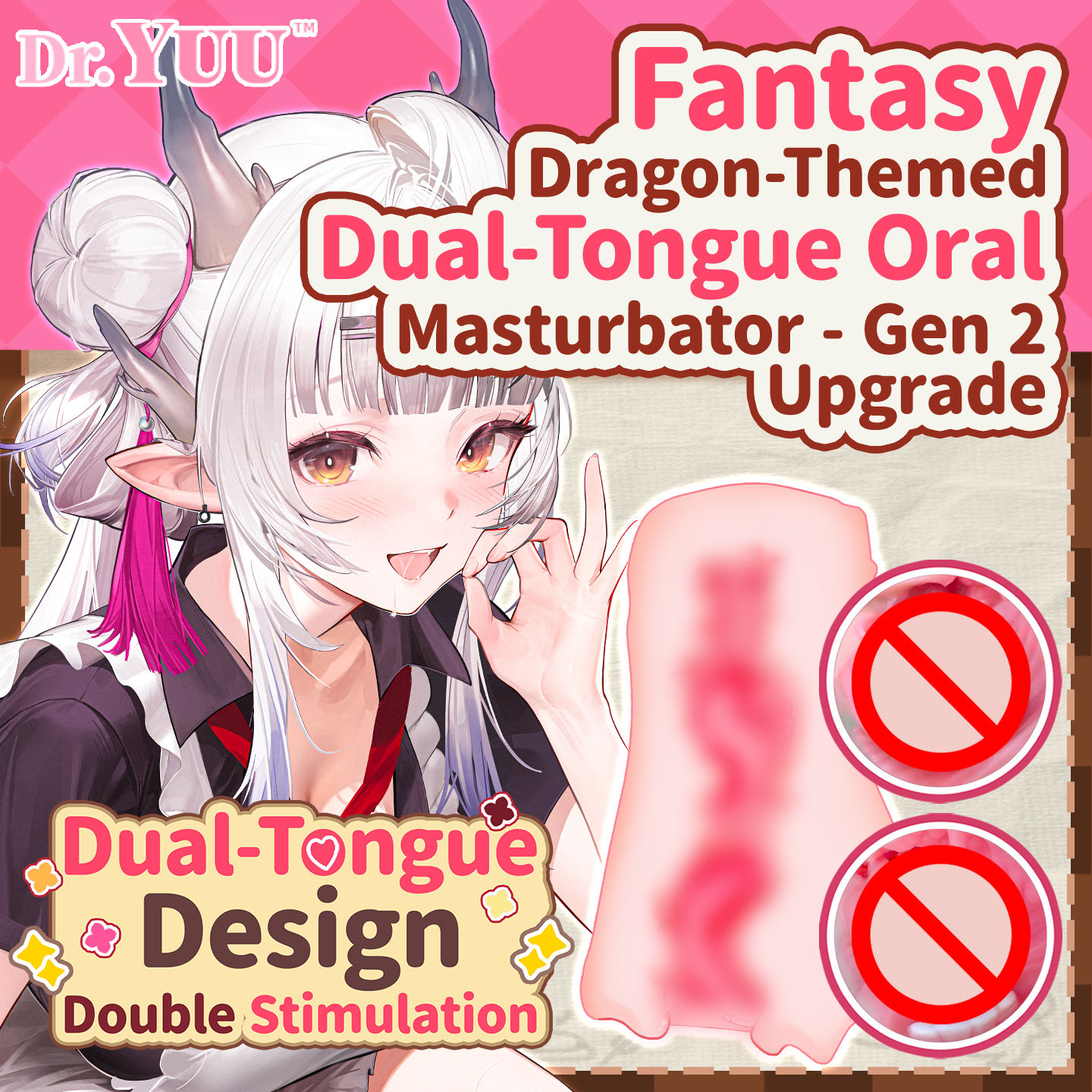 Front view of the Dr.YUU Dragon Girl blowjob toy and waifu sex toy