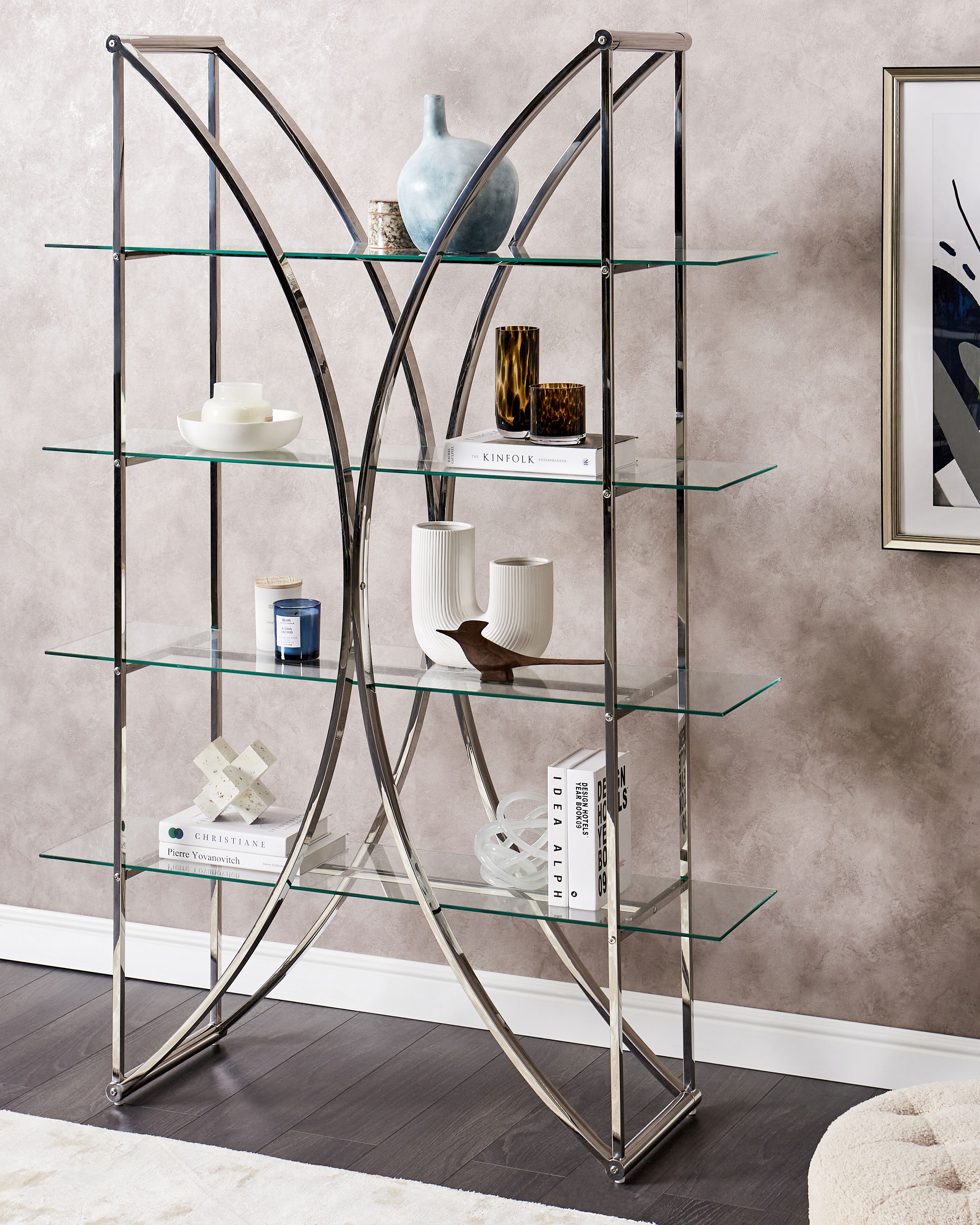4 Tier Shelving Unit HOLLOW Metal 175 cm Silver