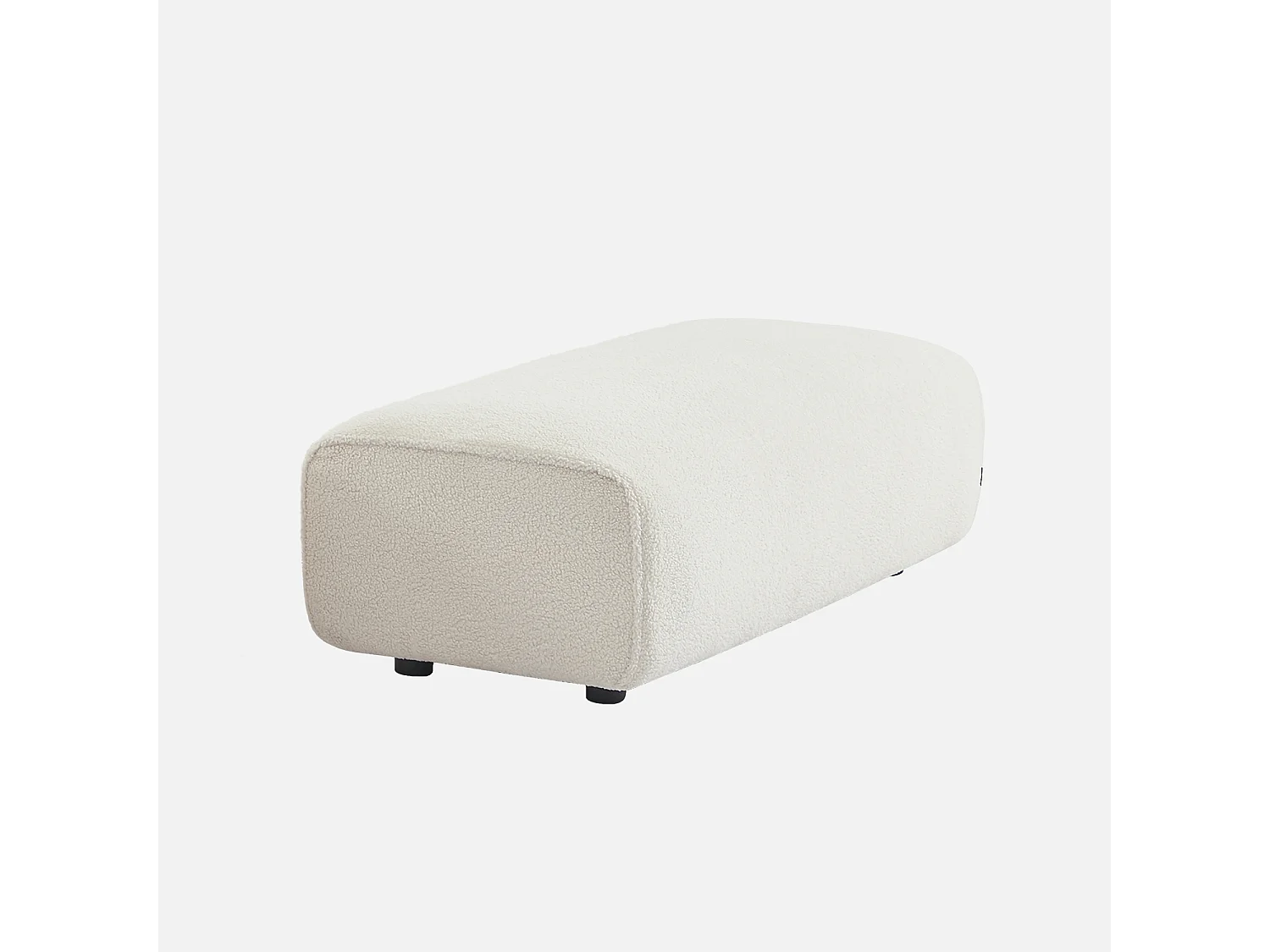 Pouf. module pour canapé. repose-pieds pour canapé d'angle 2 places en bouclette crème. L 123 x P 60 x H 41cm - Wallas