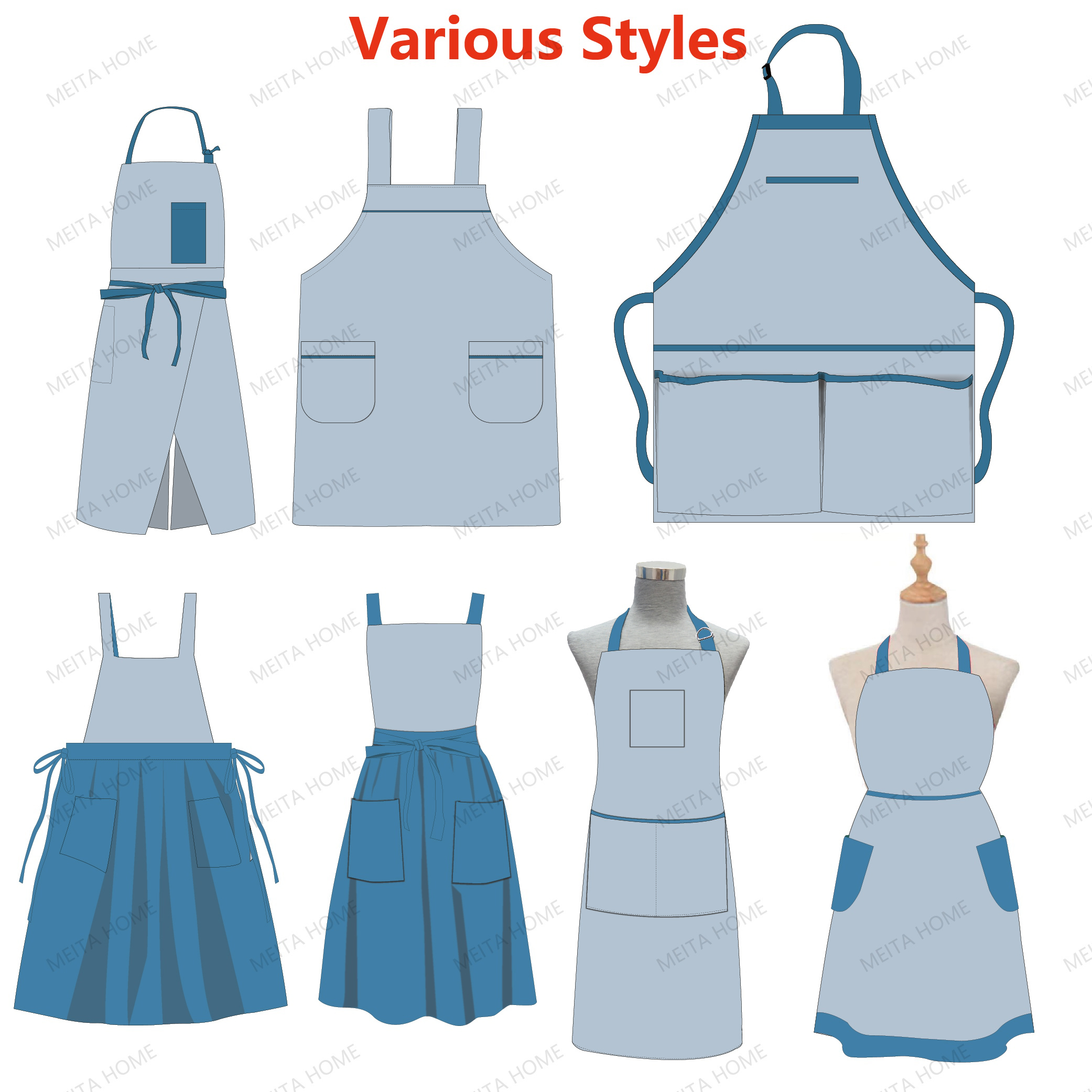 Cotton Denim Jeans Apron for Men Kitchen & Cleaning Use with Tool Pockets