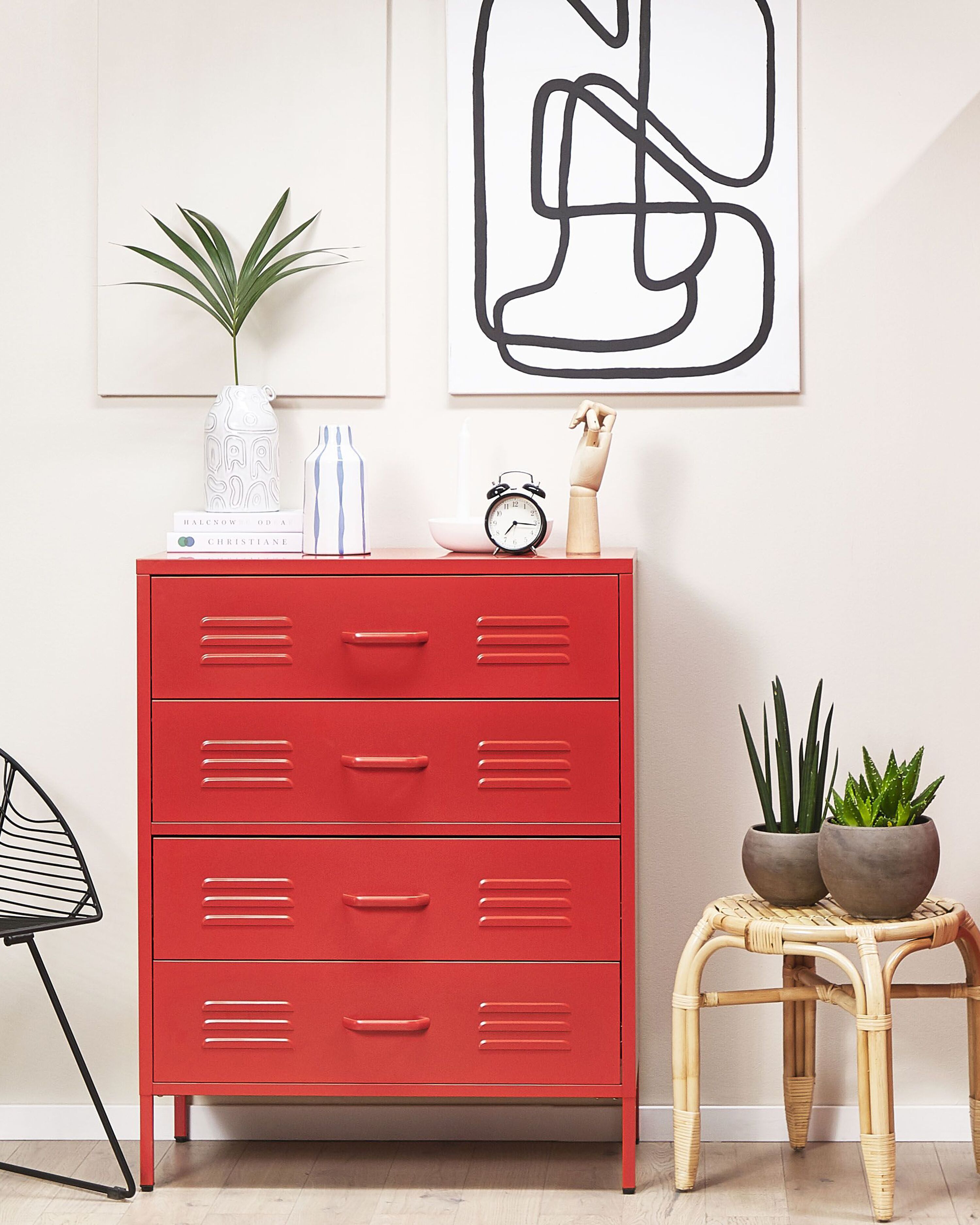 Chest of Drawers ENAGO Metal Red