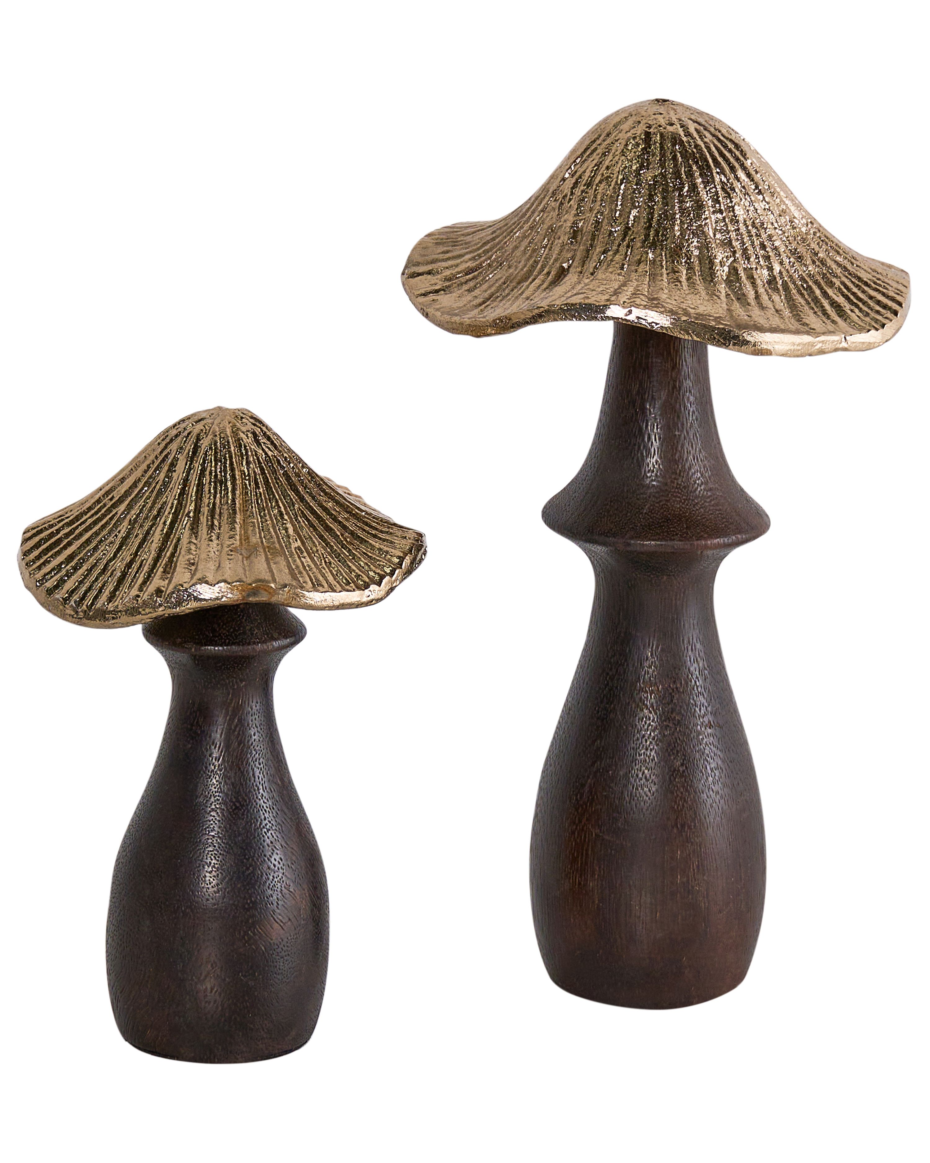 Set of 2 Figurines Mushroom DUBLJANI Black/ Gold