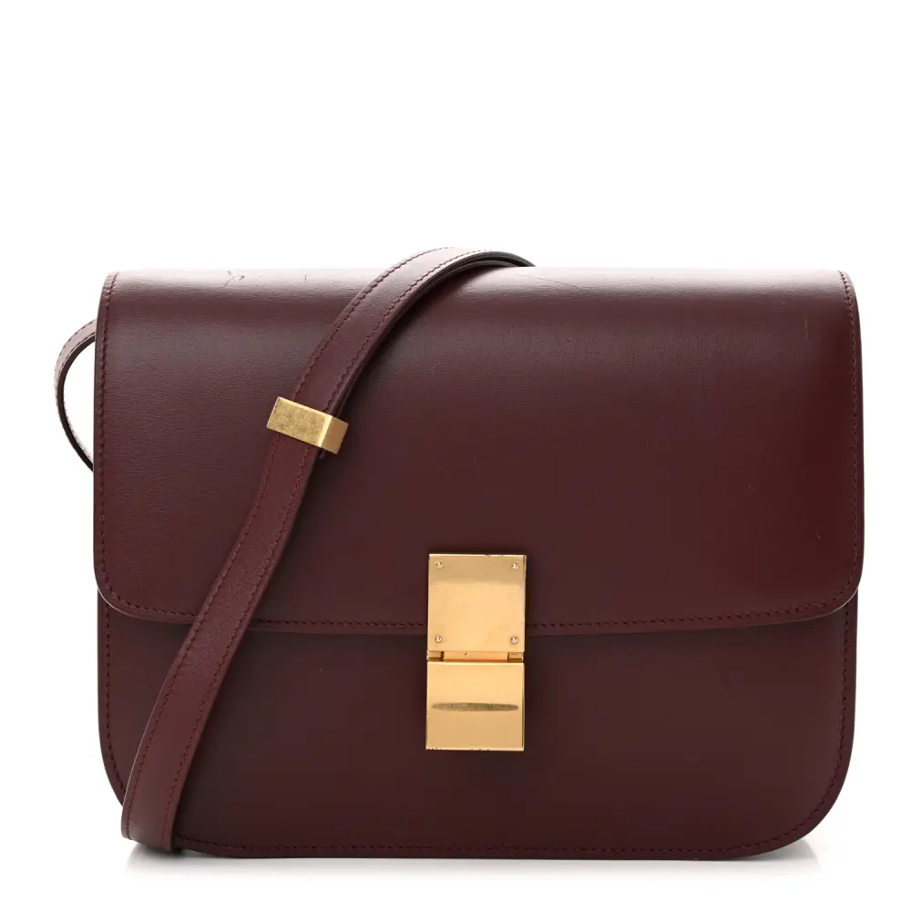 Celine Box Replica in Burgundy – Mirror Quality, Gold Hardware