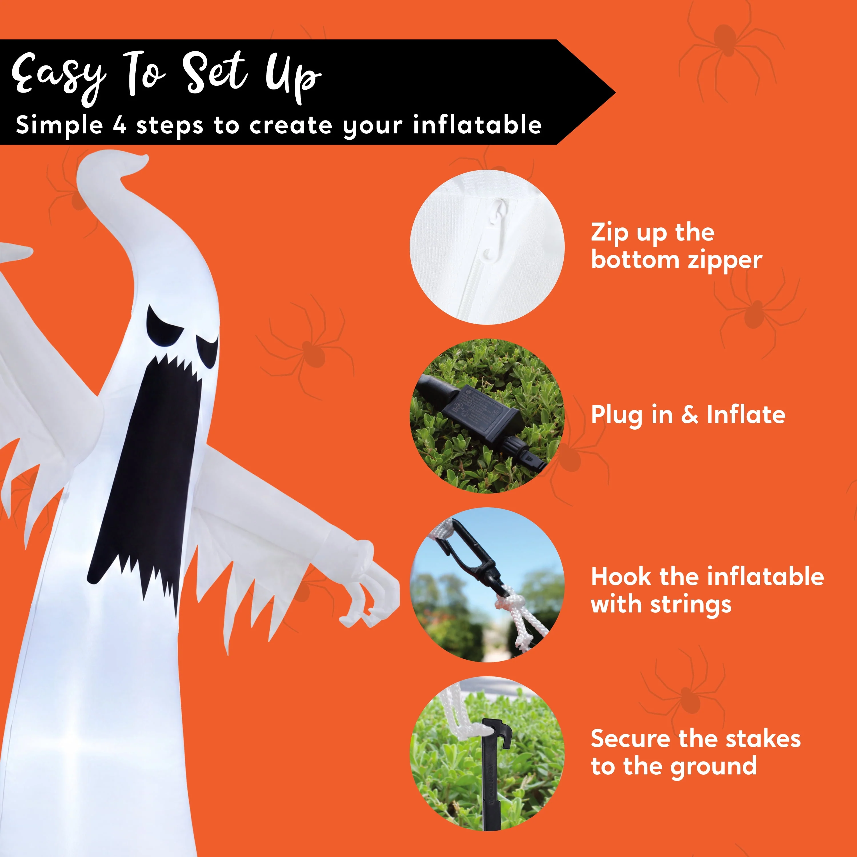 Joyfy 12ft Halloween Ghost Inflatable, Giant Ghosts inflatables with Build-in LEDs Outdoor Decorations, Blow Ups Halloween Yard Inflatables - Image 7 Joyfy 12ft Halloween Ghost Inflatable, Giant Ghosts inflatables with Build-in LEDs Outdoor Decorations, Blow Ups Halloween Yard Inflatables - Image 7