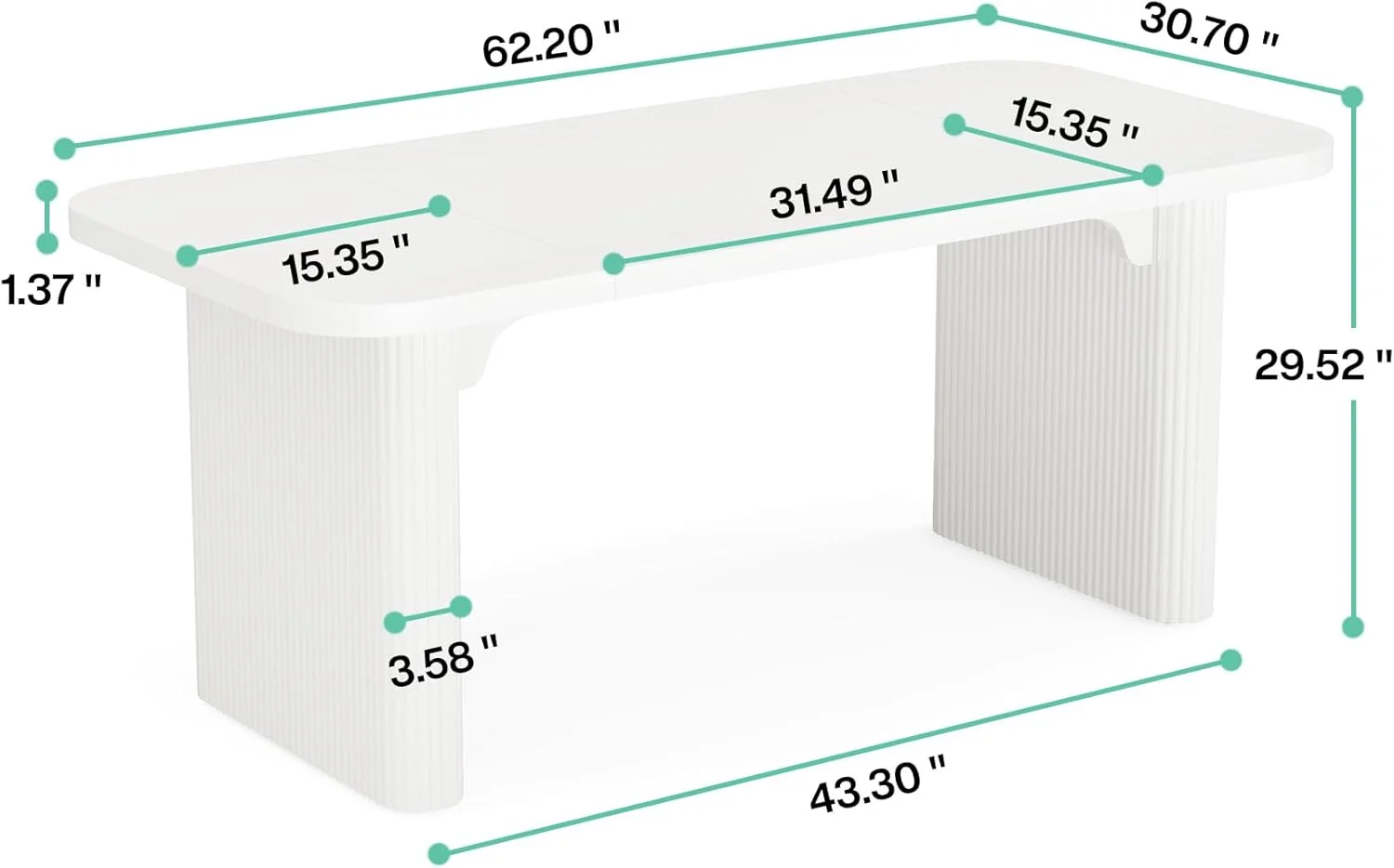 Tribesigns 63'' Computer Desk, Simple Rectangular Writing Table for Home Office Study Room Bedroom - Image 13