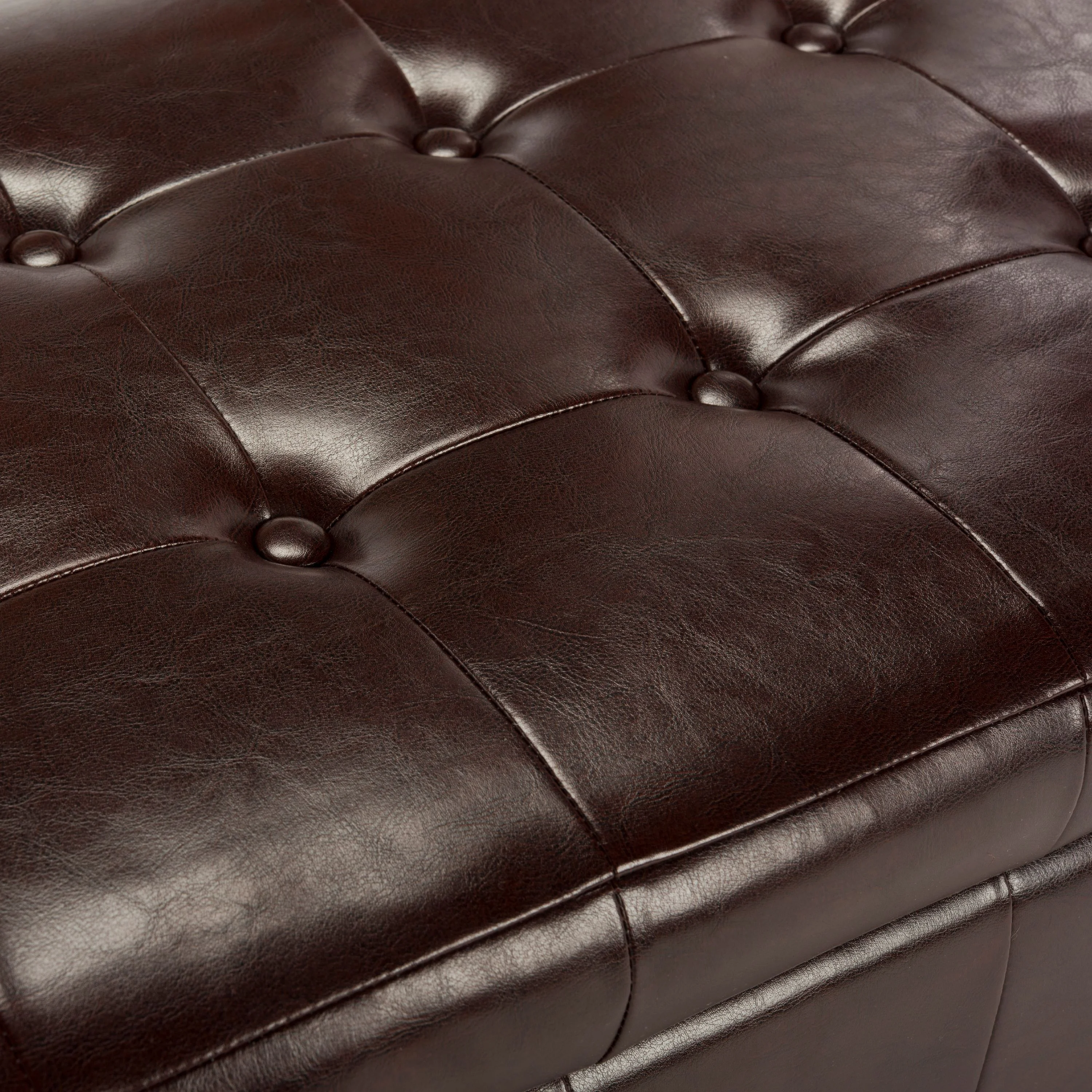 SAFAVIEH Large Manhattan Rustic Tufted Storage Bench, Brown - Image 11