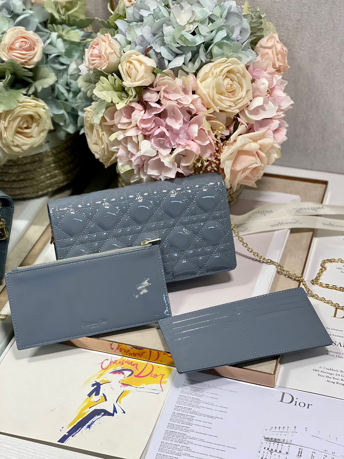 Christian Dior Lady Dior Pouch Smoky blue, For Women, Women’s Handbags 8.5in/21.5cm CD1:1High-quality replica