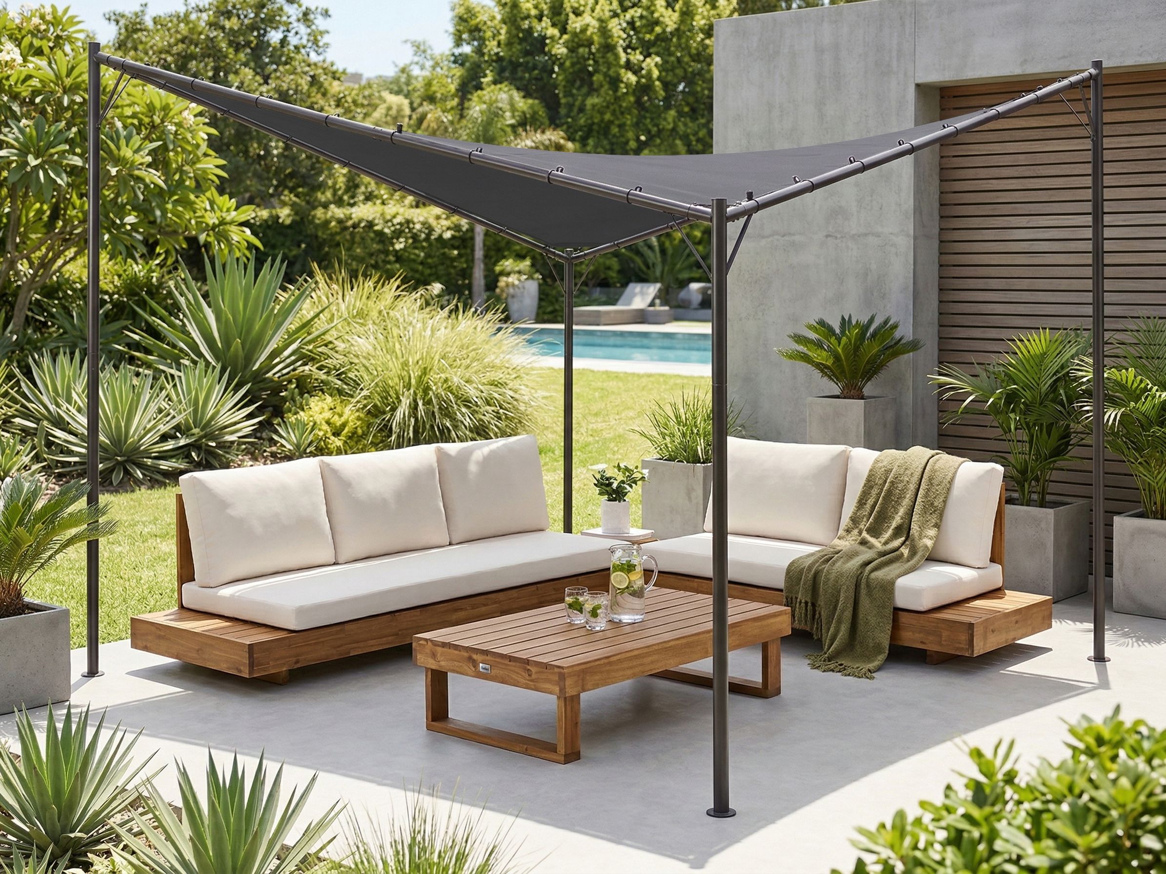 Gazebo AVENTINE Metal 300 cm 300 cm Dark Grey