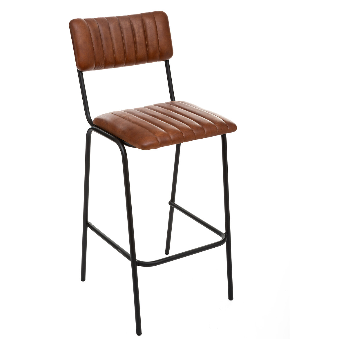 Bar chair "Dario" Leather, Cognac brown