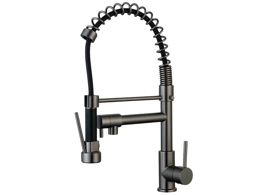 Big Pro mitigeur évier à douchette mobile gris gun métal - Essebagno