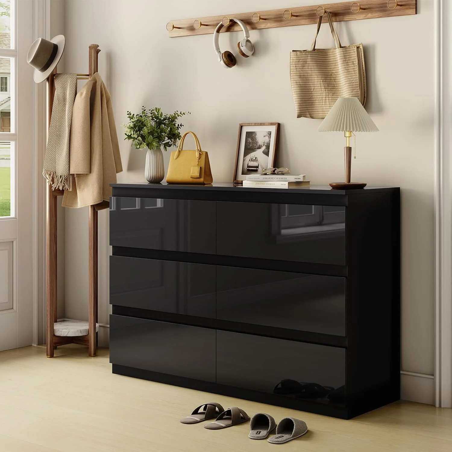 Selooye White Wood Dresser, 6 Drawer Dresser for Clothes Storage,Bedroom, Modern White Dresser with Wide Drawers, Wide Wooden Chest Drawers for Living Room, Entryway, TV Stand - Image 11