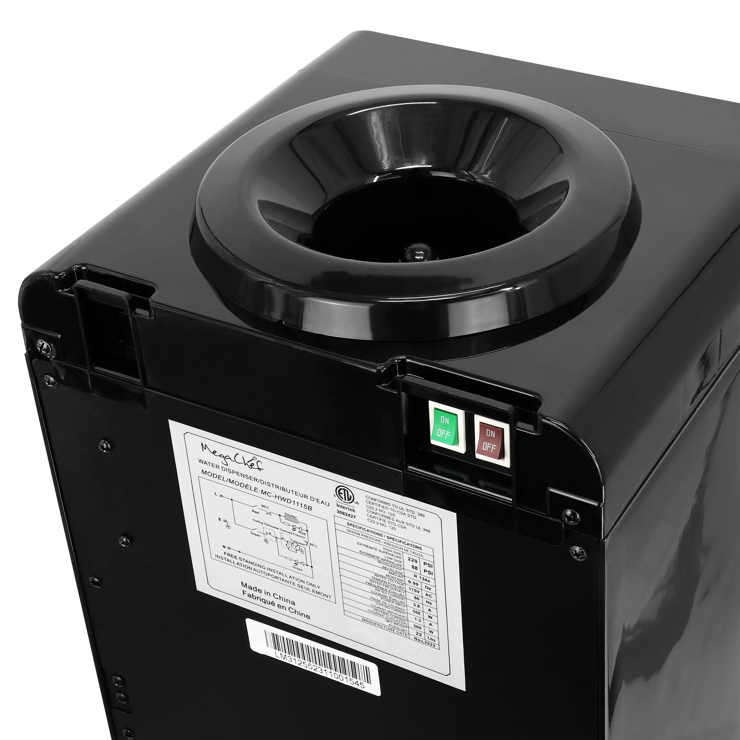 MegaChef Stainless Steel Bottom Load Hot and Cold Water Dispenser 5 Gallon Water Cooler - Image 20