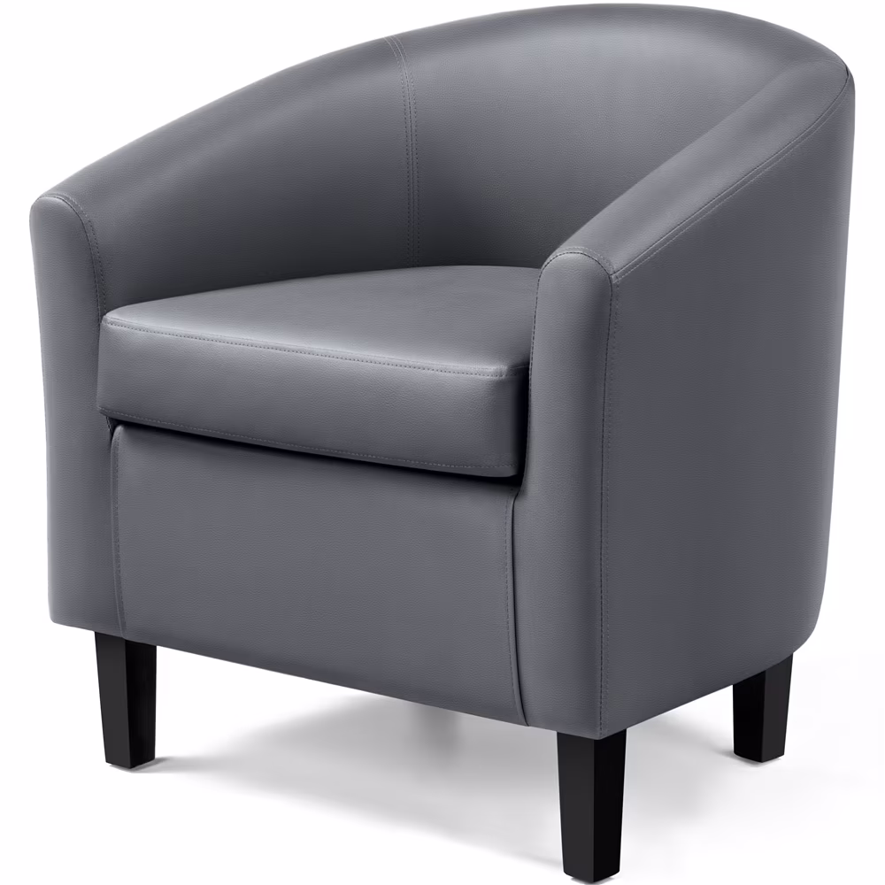 Renwick Faux Leather Barrel Accent Chair for Living Room, Set of 2, Black - Image 7
