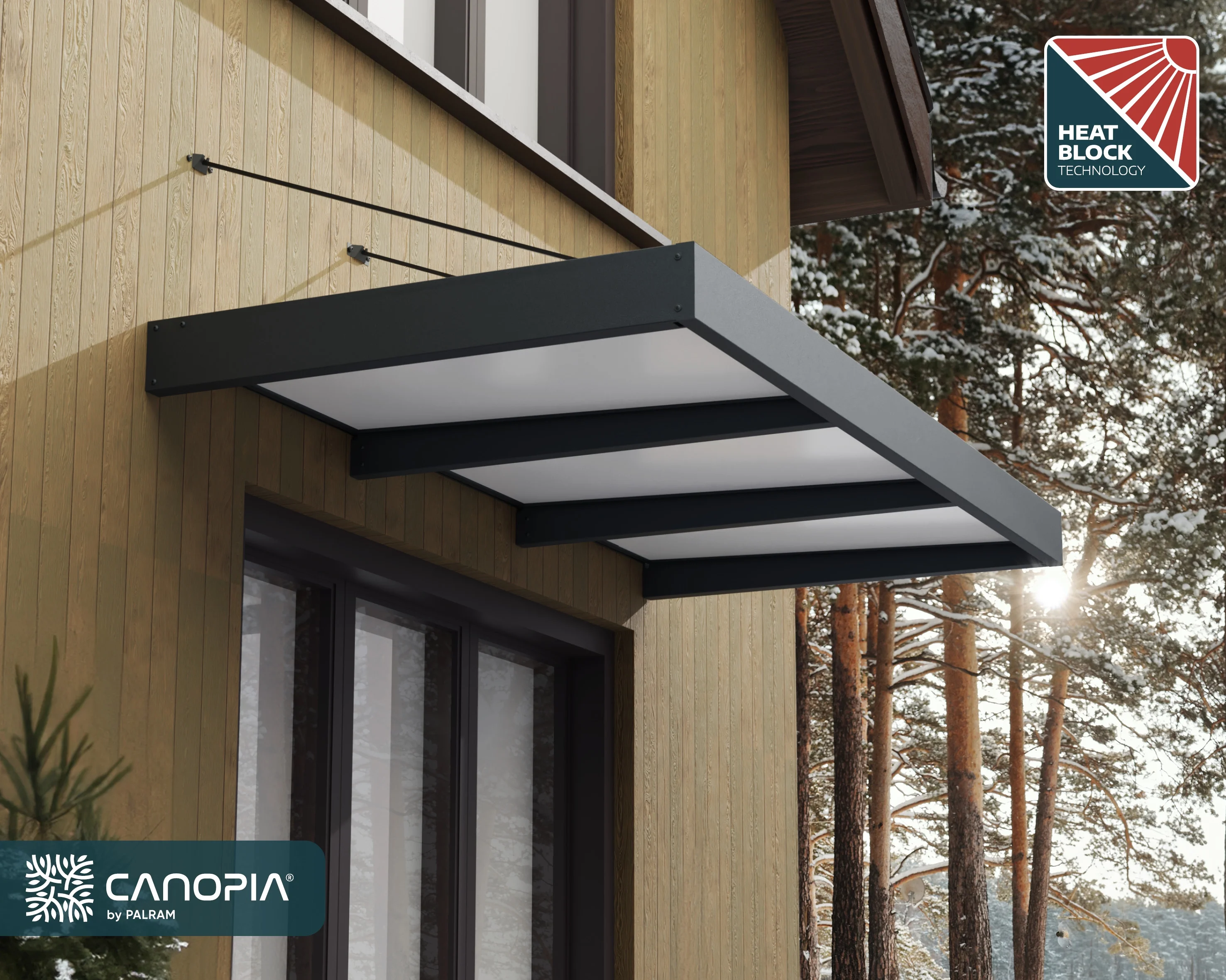 Palram - Canopia Sophia XL 2000 6' x 5' Acrylic Awning - Gray/Mist - Image 21