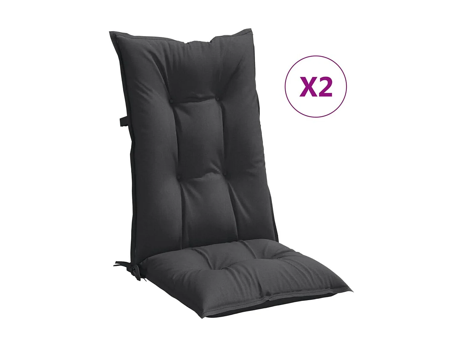Coussins de chaise à dossier haut lot de 2 anthracite mélangé