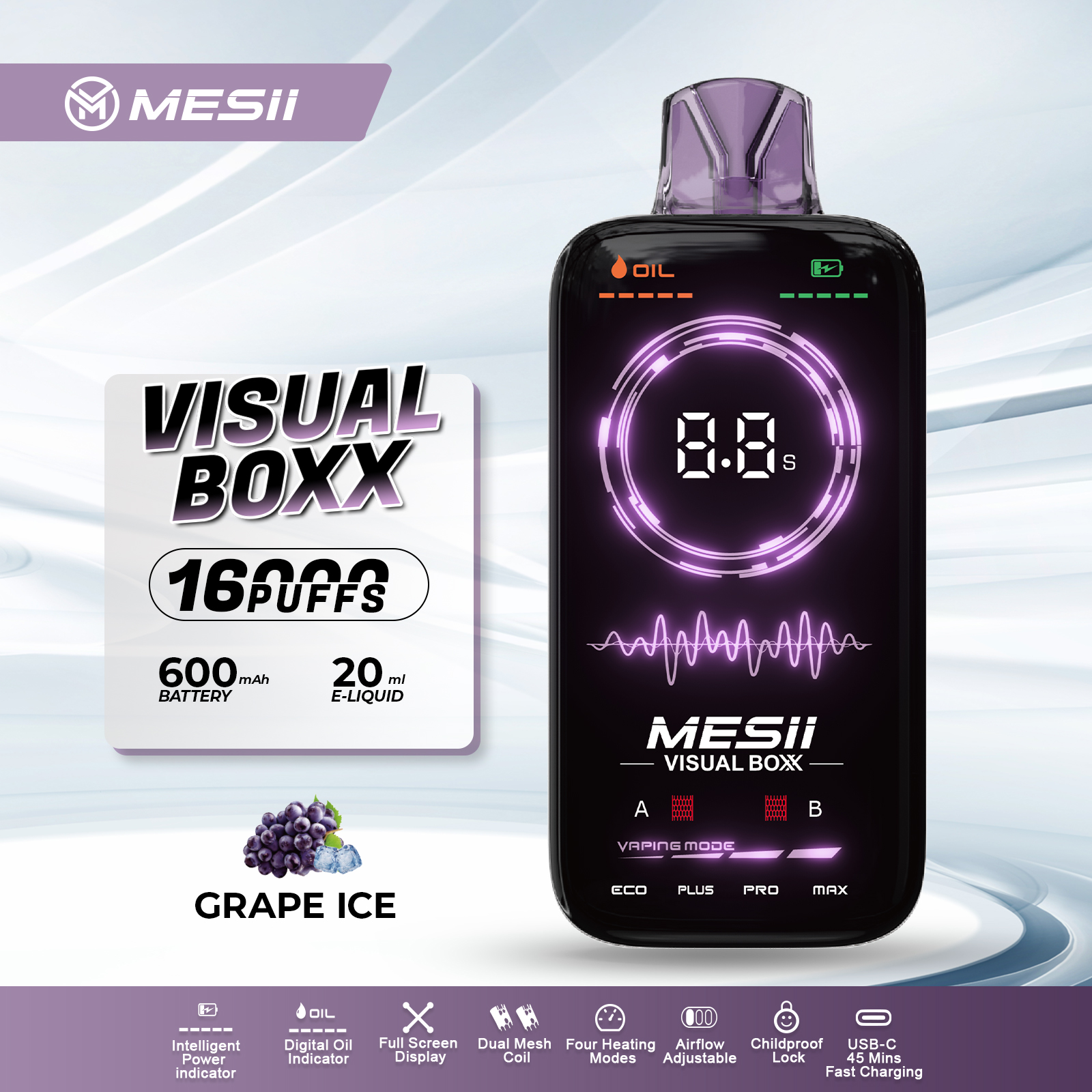 Mesii Visual Boxx 16000 Puffs Full Screen Disposable Vape