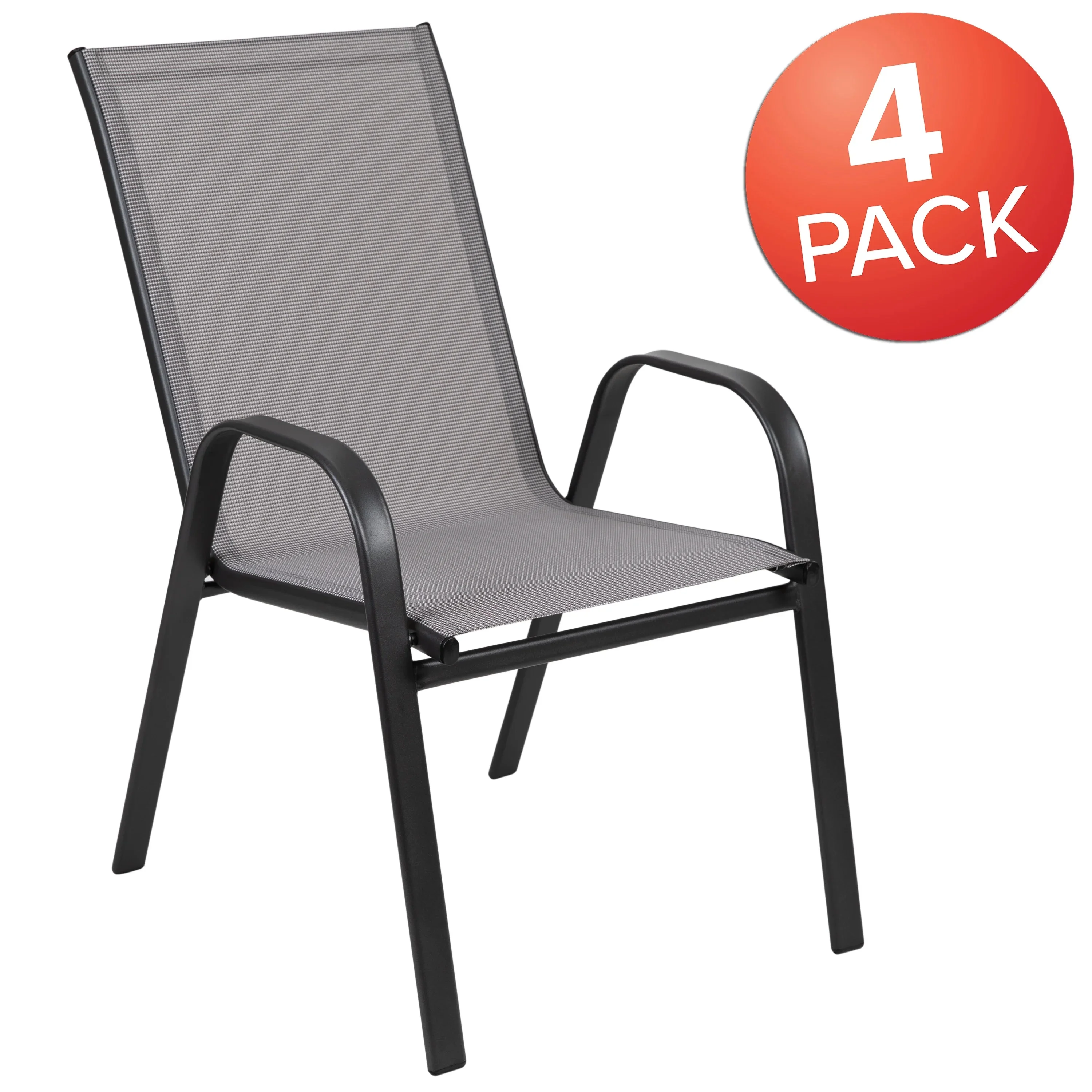 Emma + Oliver Outdoor Stack Chairs, Gray, 4 Pack, 21.25in W x 29in D x 36in H - Image 7 Emma + Oliver Outdoor Stack Chairs, Gray, 4 Pack, 21.25in W x 29in D x 36in H - Image 7