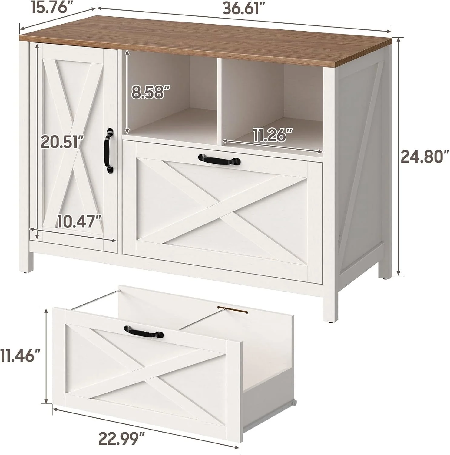 Vabches 2 Drawer Lateral File Cabinet,Mobile Wood office Cabinet for Home Office,Printer Stand with Open Storage Shelves. - Image 20