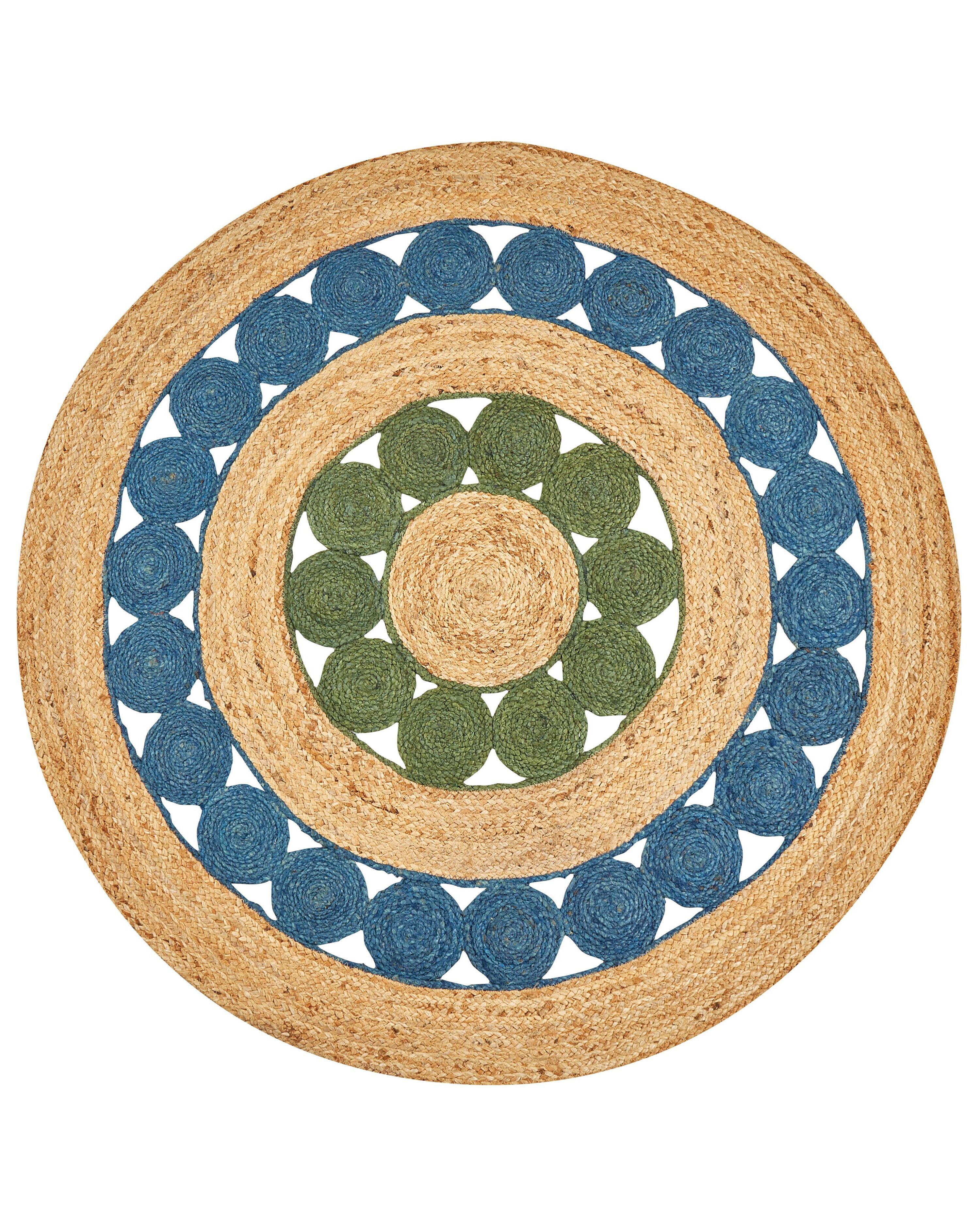 Rug HOVIT Green Blue ø 140 cm Jute