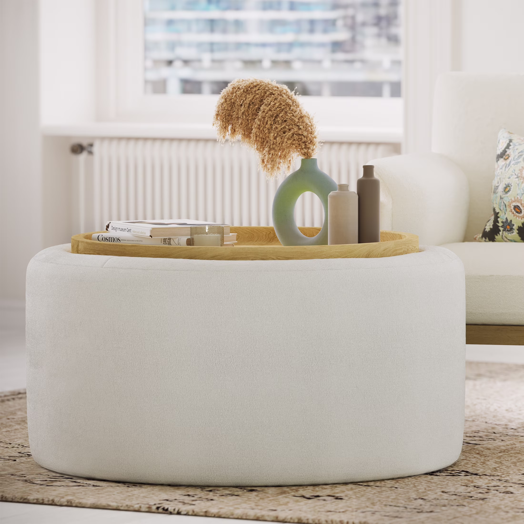 Beautiful Drew Stowaway Coffee Table with Storage by Drew Barrymore, Cream