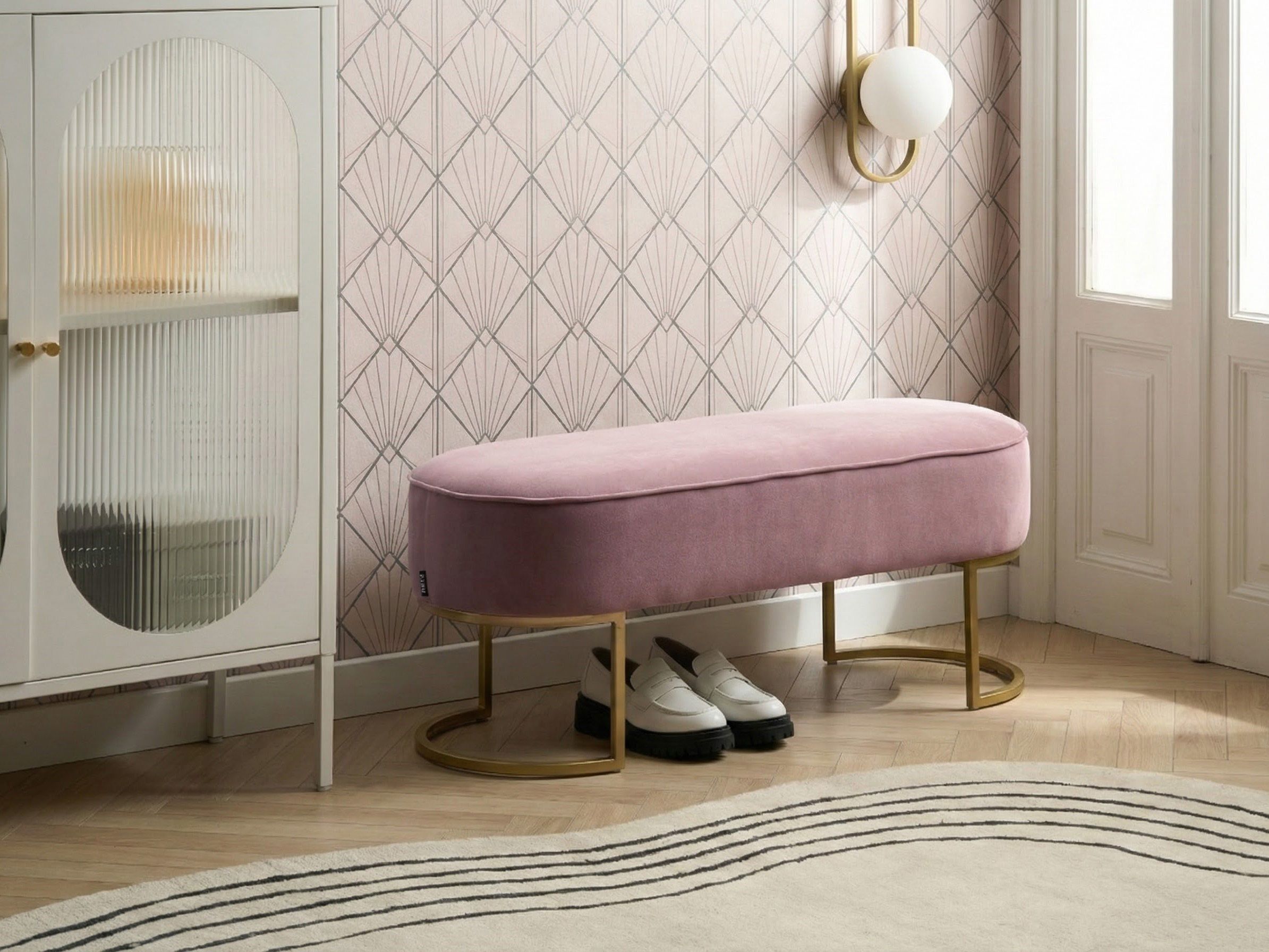 Upholstered Bench MILRY Velvet Pink