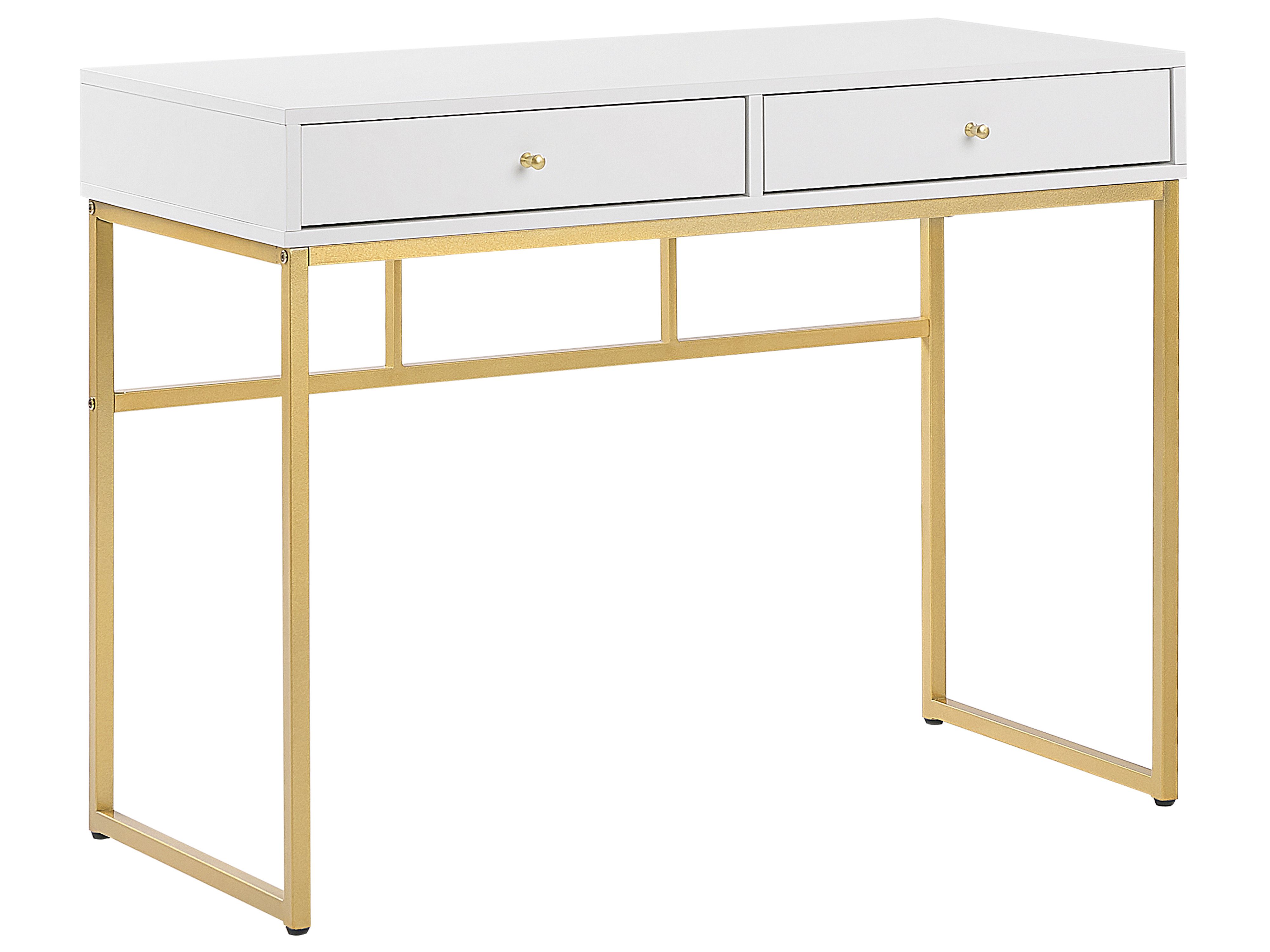 Console Table DAPHNE White/ Gold 100 cm 48 cm with Drawers