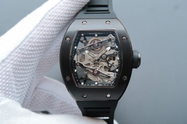 Replica Richard Mille RM038 PVD Black Inner Bezel Skeleton Dial Black Rubber Strap Jap Quartz - Top club