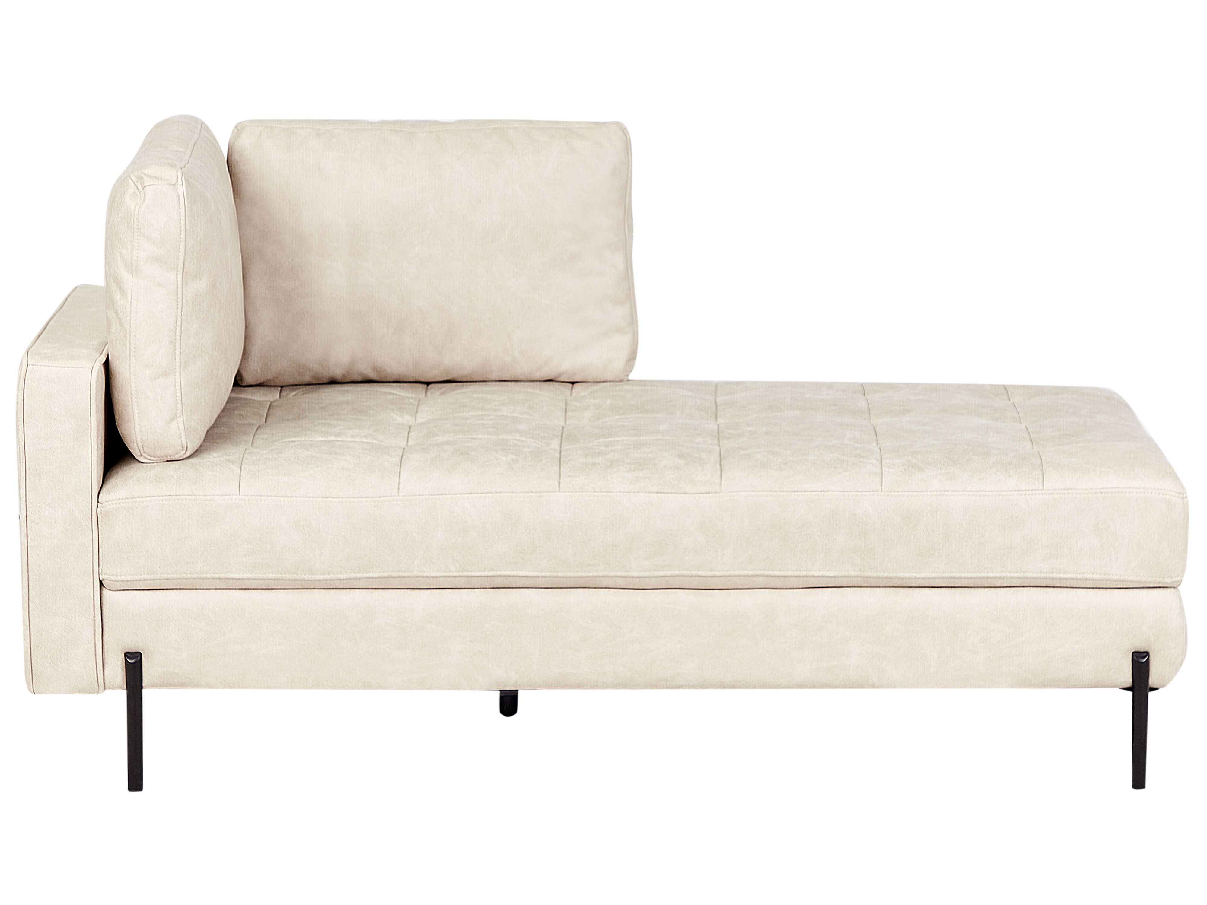 Left-Hand Chaise Lounge REBAIS Faux Leather Light Beige