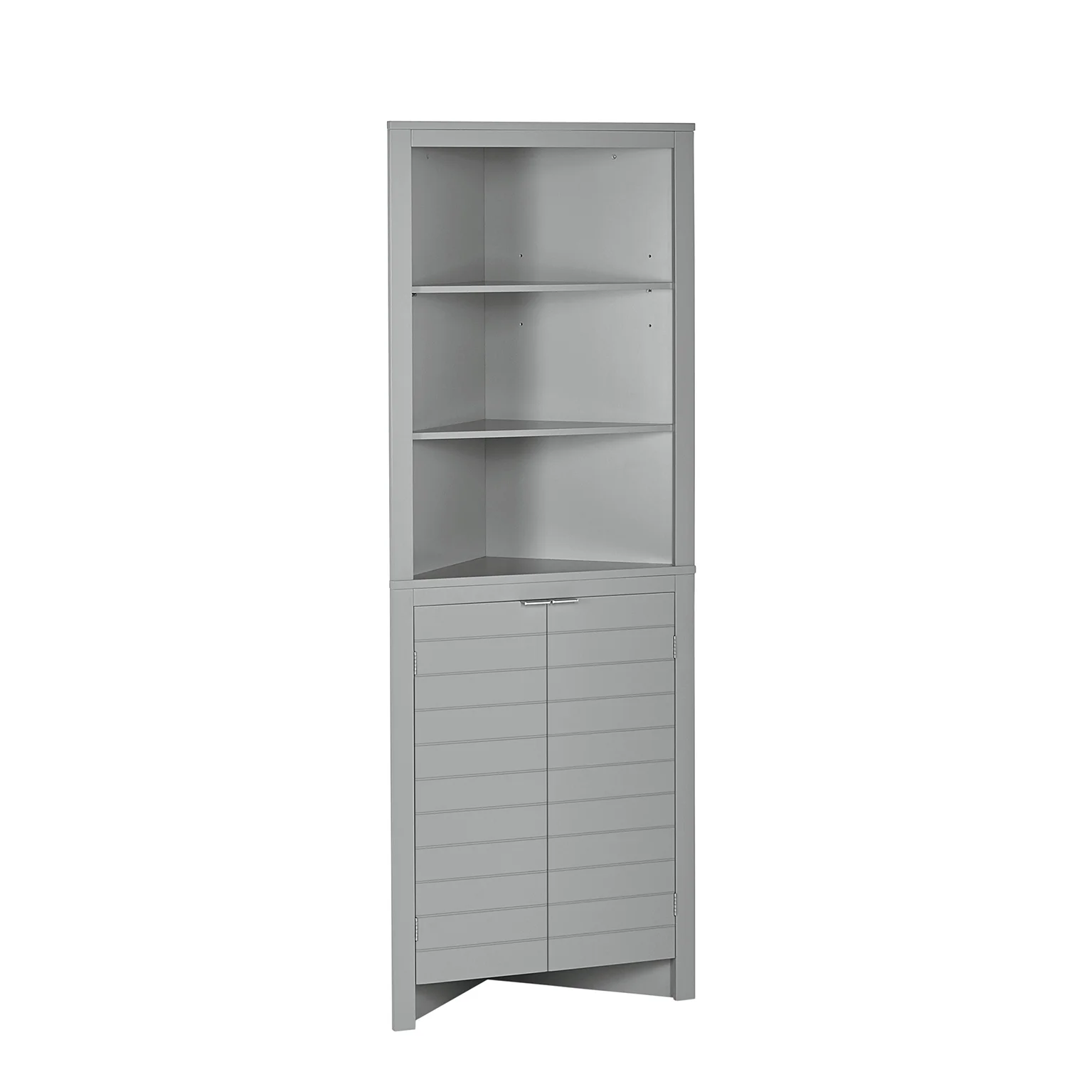 RiverRidge Madison Tall Corner Bathroom Linen Storage Cabinet with Open Shelves - Gray
