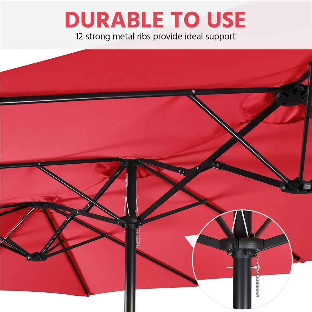 Topeakmart 13ft Patio Parasol Canopy with Crank, Tan - Image 26