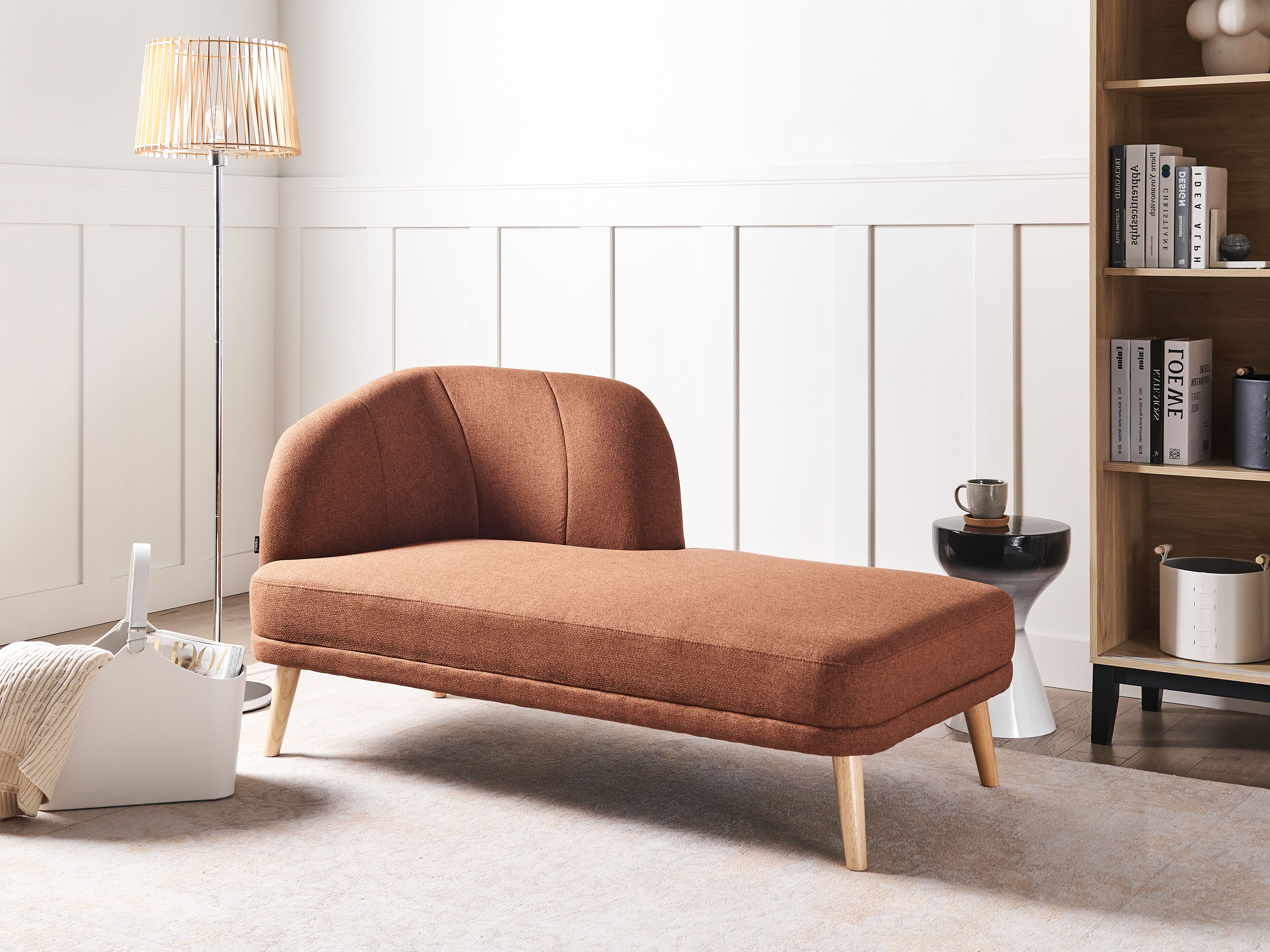 Left-Hand Chaise Lounge TANLAY Fabric Golden Brown