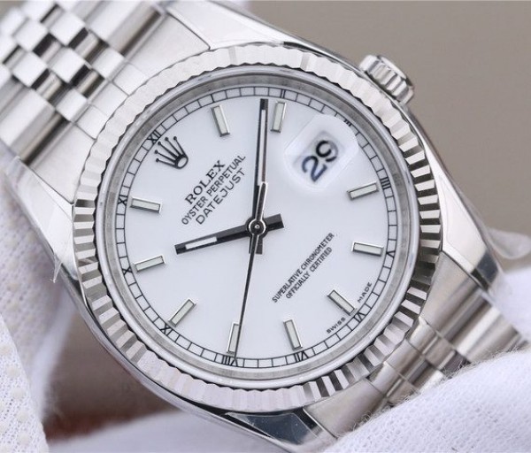 Replica Rolex DateJust 36mm SS 116234 ARF White Dial Stick Markers 904L SS Bracelet SA3135 - Top club