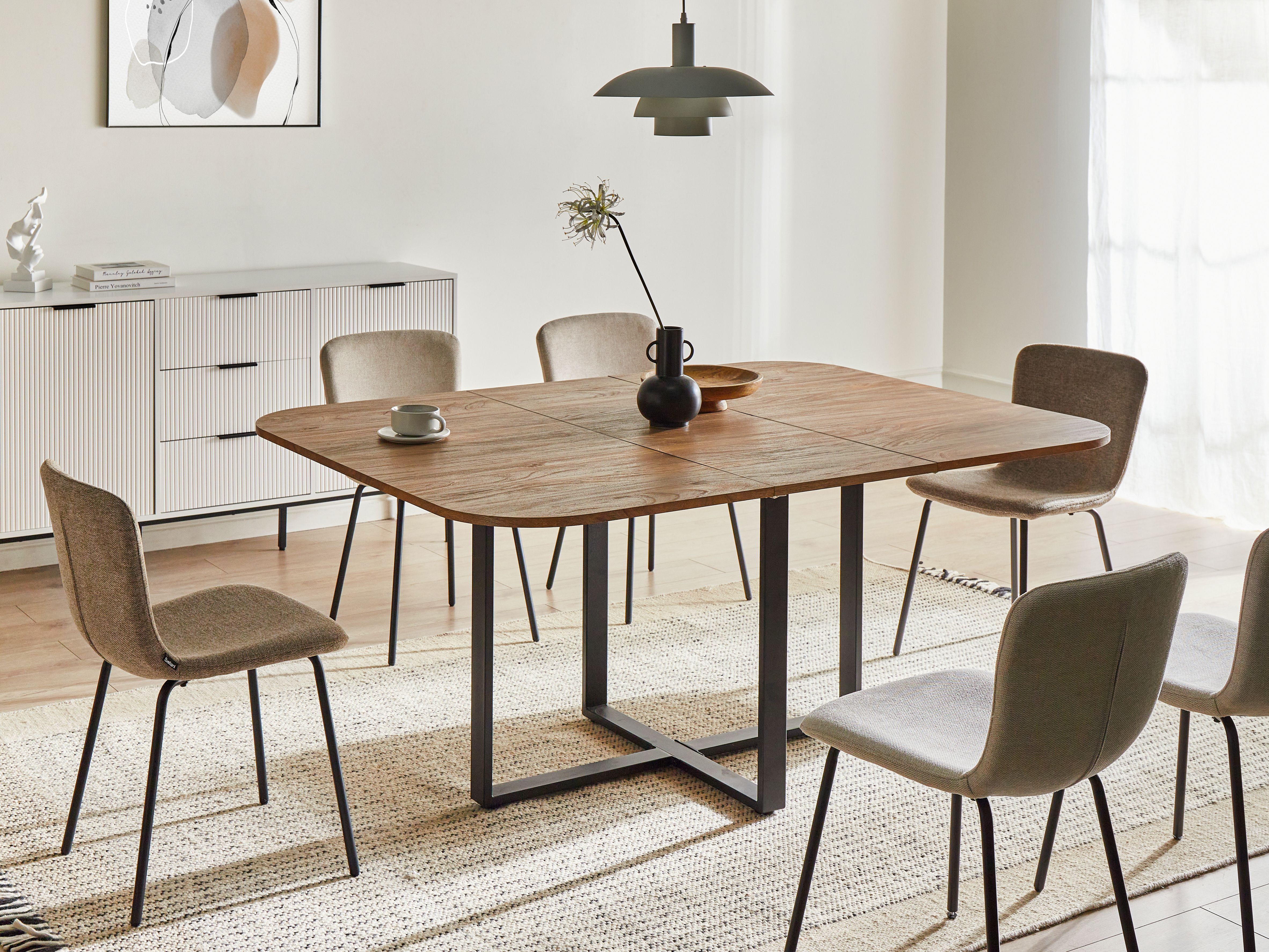Extending Dining Table COOPER Brown 120/160 cm 120 cm