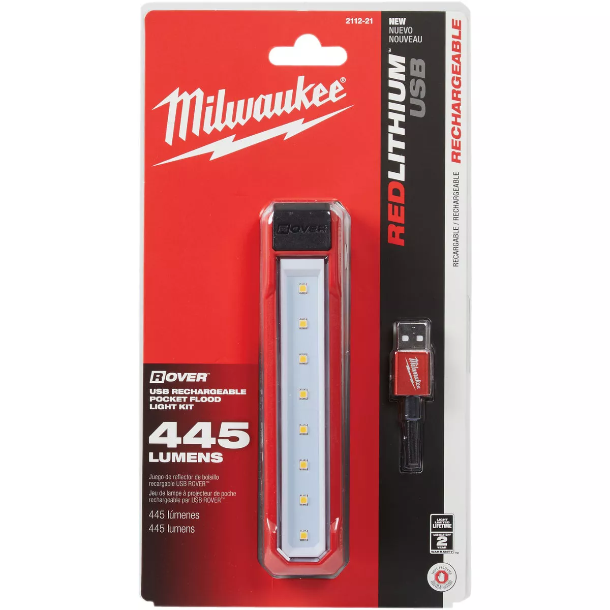 Milwaukee ROVER LED Aluminum REDLITHIUM USB Flood/Rechargeable Flashlight