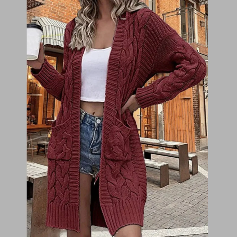 Open Front Chunky Knit Cardigan - ZKZOOK